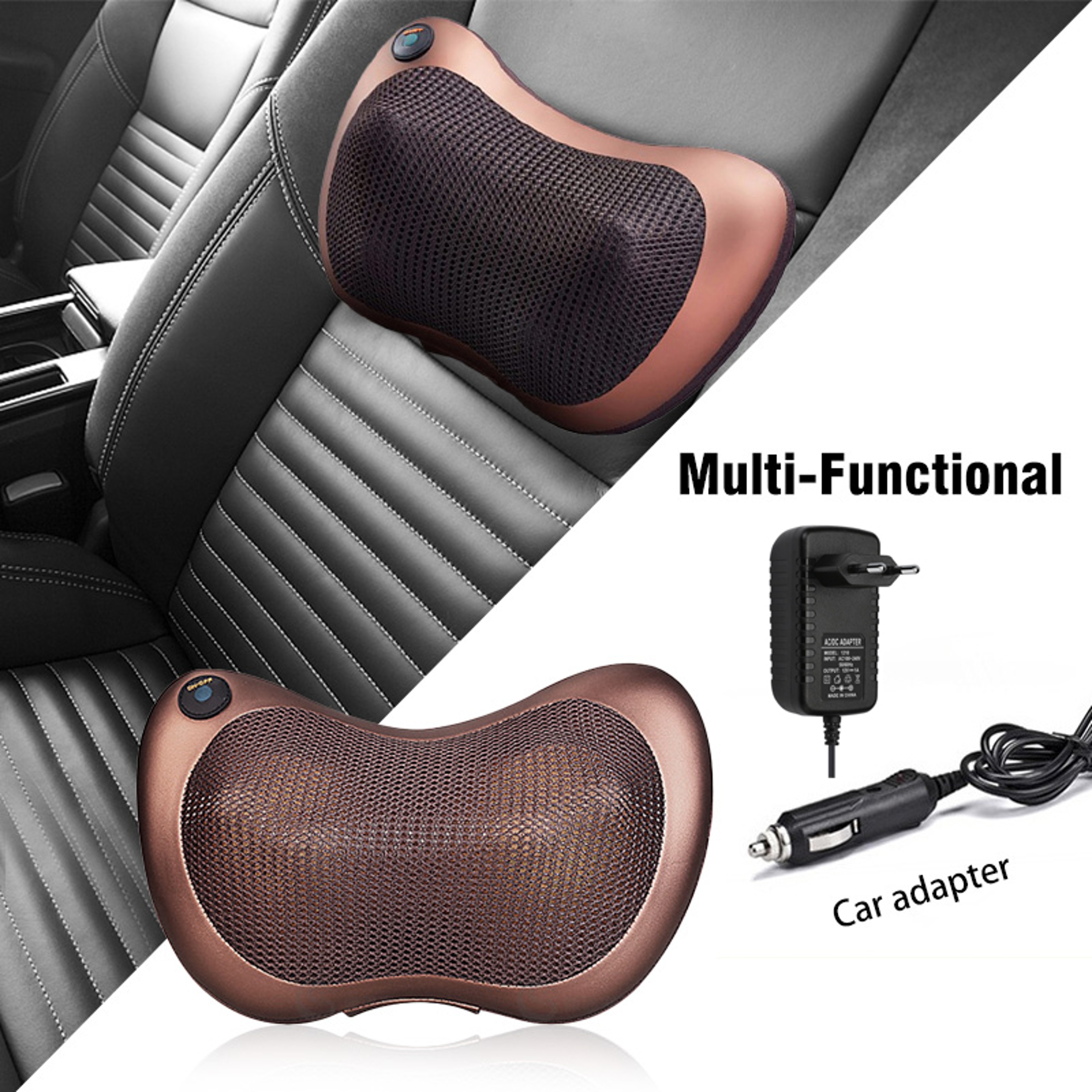 Multifunctional Massage Pillow Cushion for Head Neck Back Waist, Electric Shiatsu Cervical Massager – view 3