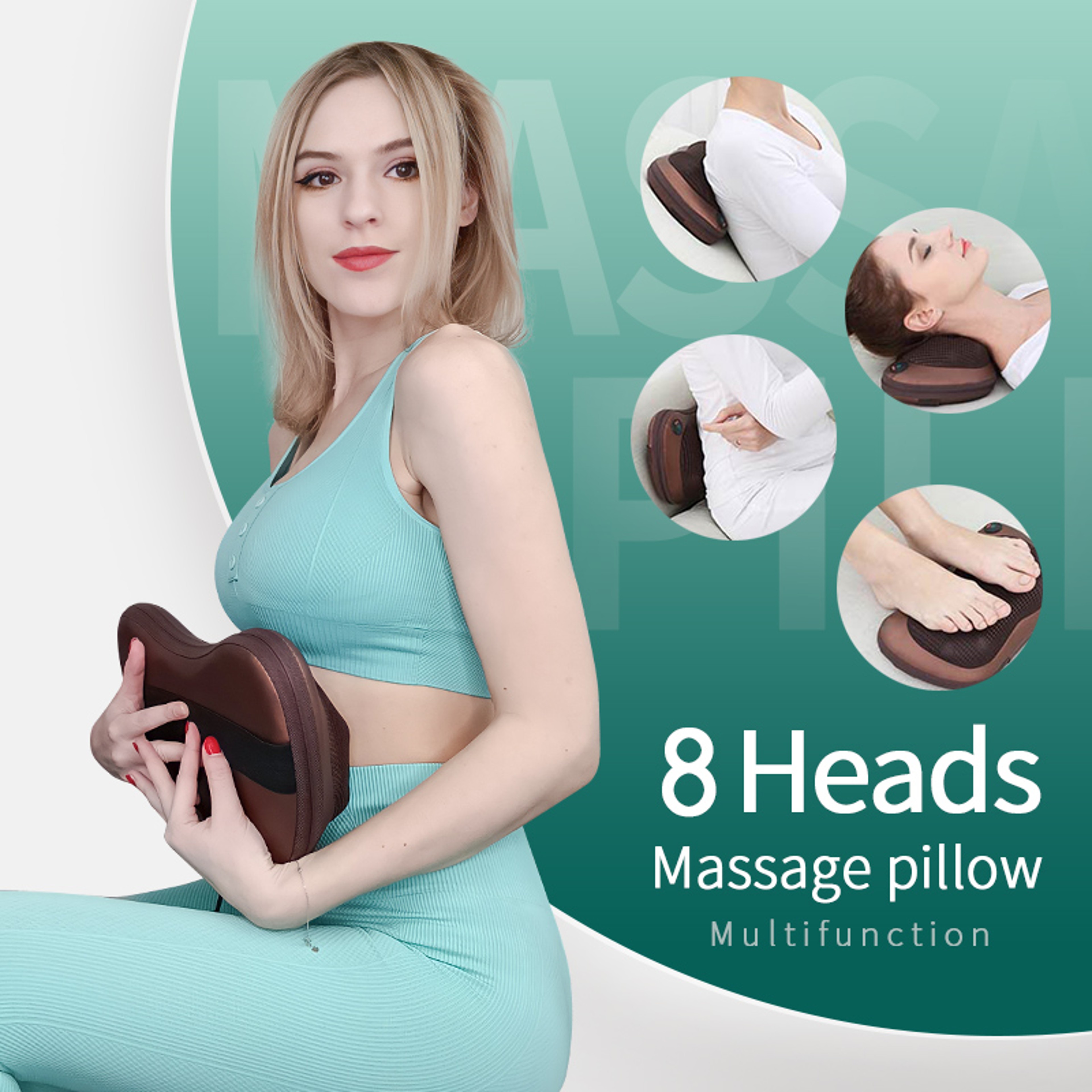 Multifunctional Massage Pillow Cushion for Head Neck Back Waist, Electric Shiatsu Cervical Massager – view 4