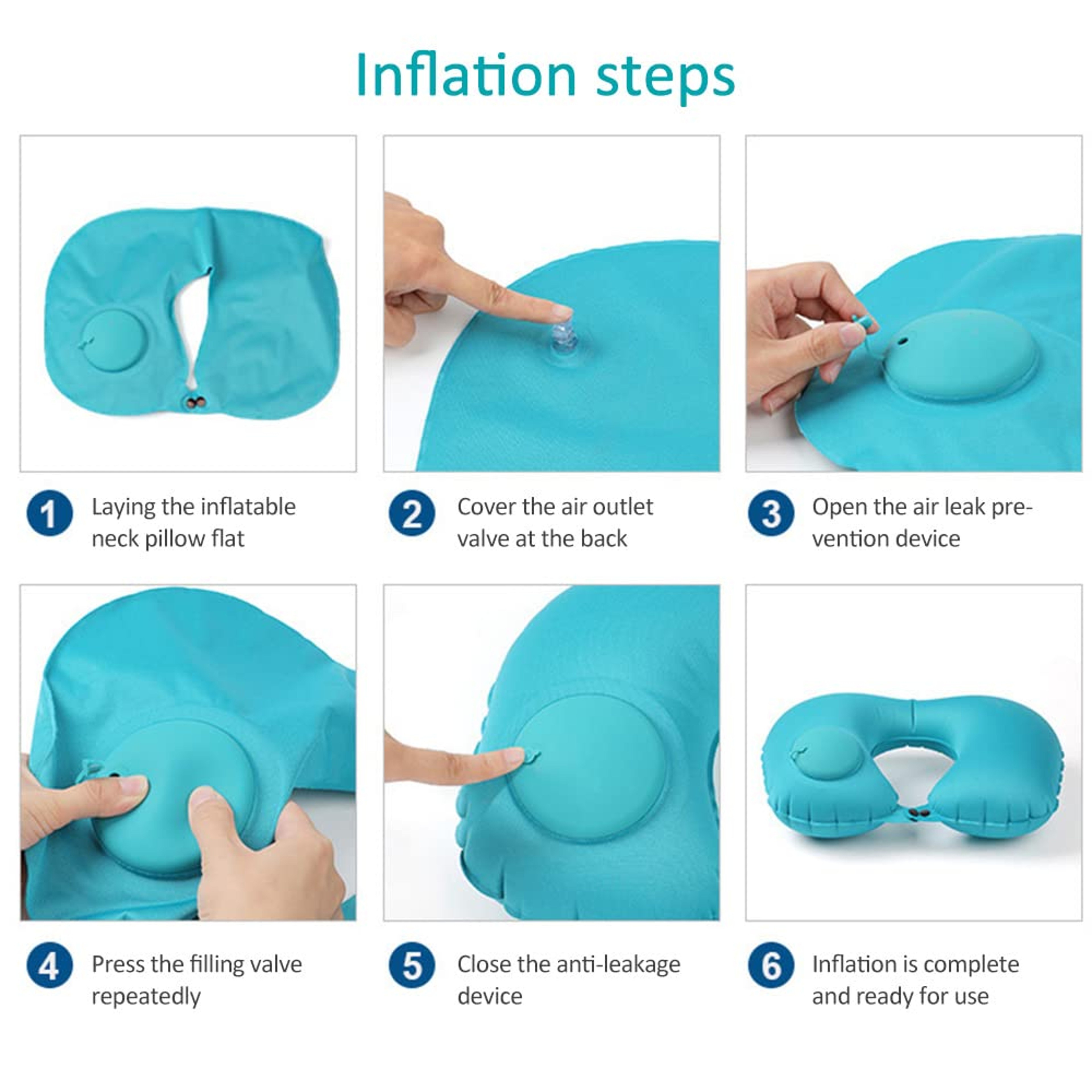 Portable Inflatable Flocking Neck Pillow, Self-Fill & Foldable, Ideal For Outdoor Travel Business Trips Camping – view 6