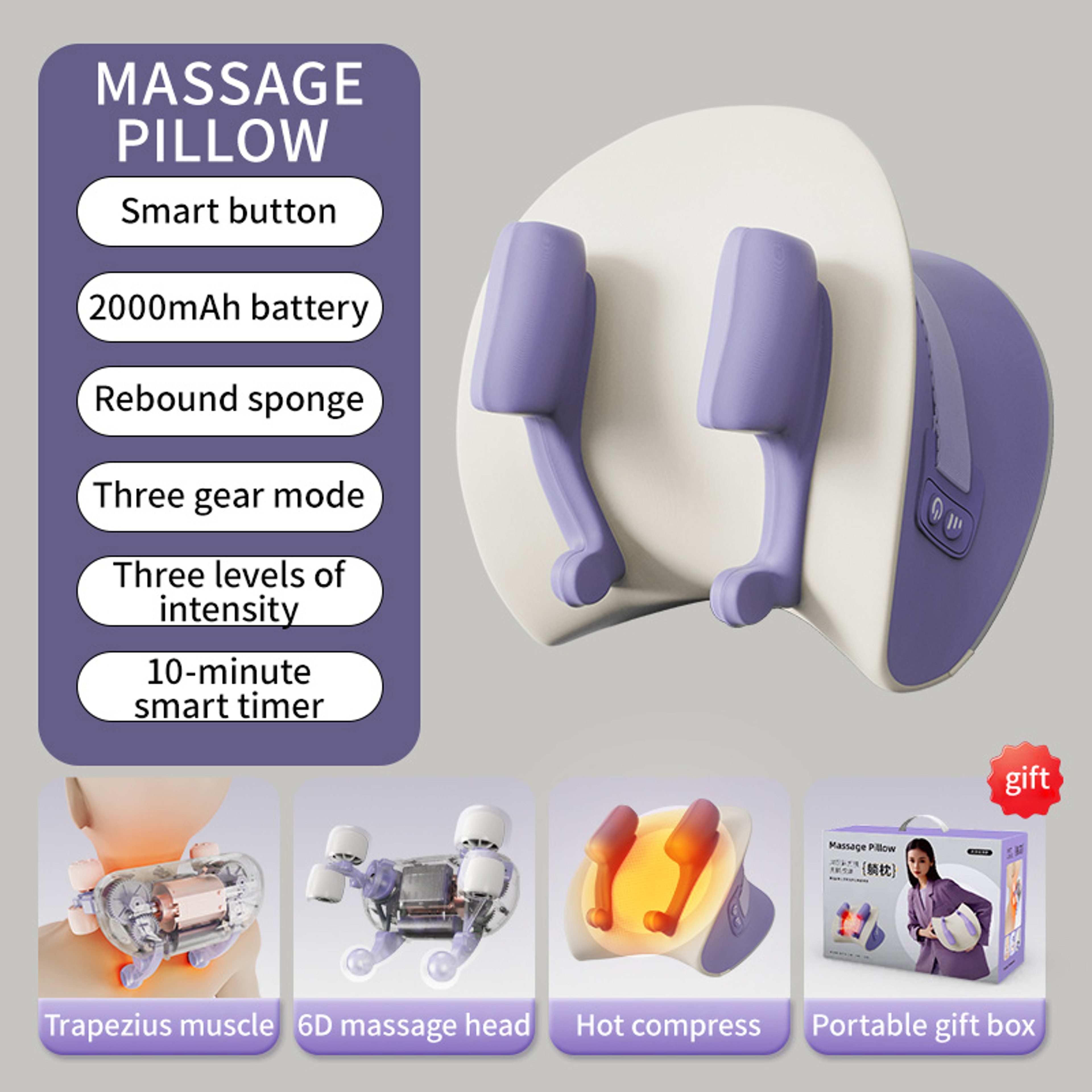 Trapezius Muscle Kneading Massage Pillow Neck And Shoulder Massager Cervical Support 5