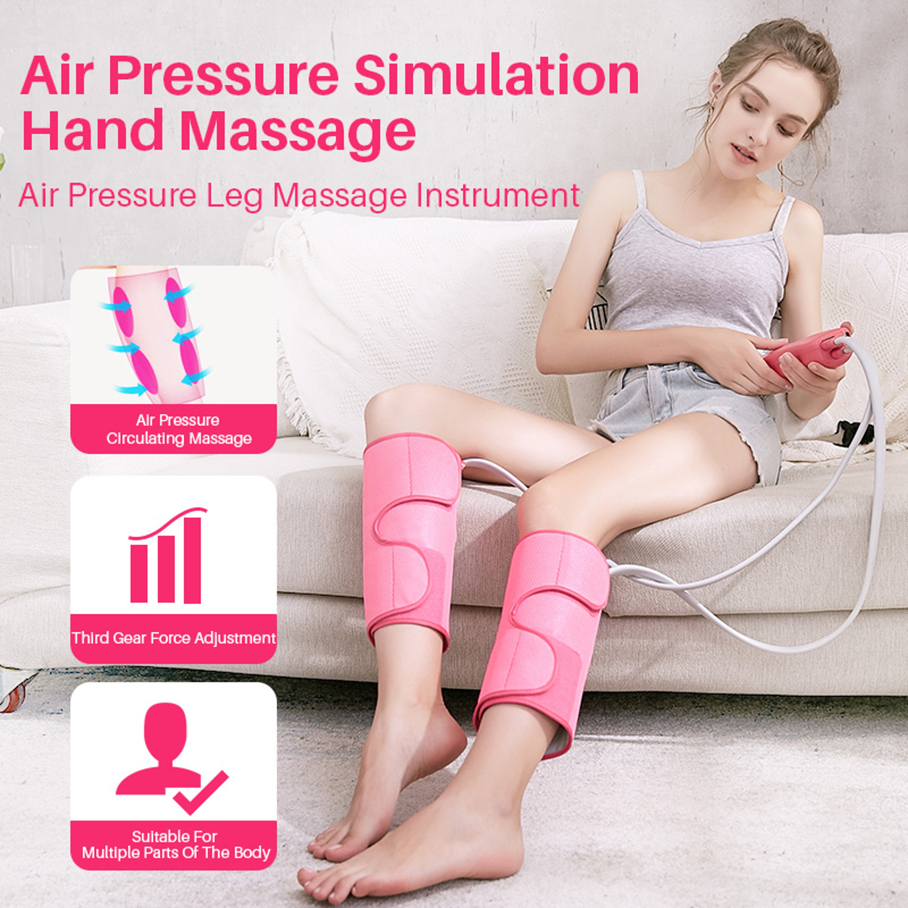 Air Compression Calf Massager With Handheld Controller Leg Massager For Circulation Pain Relief For 7
