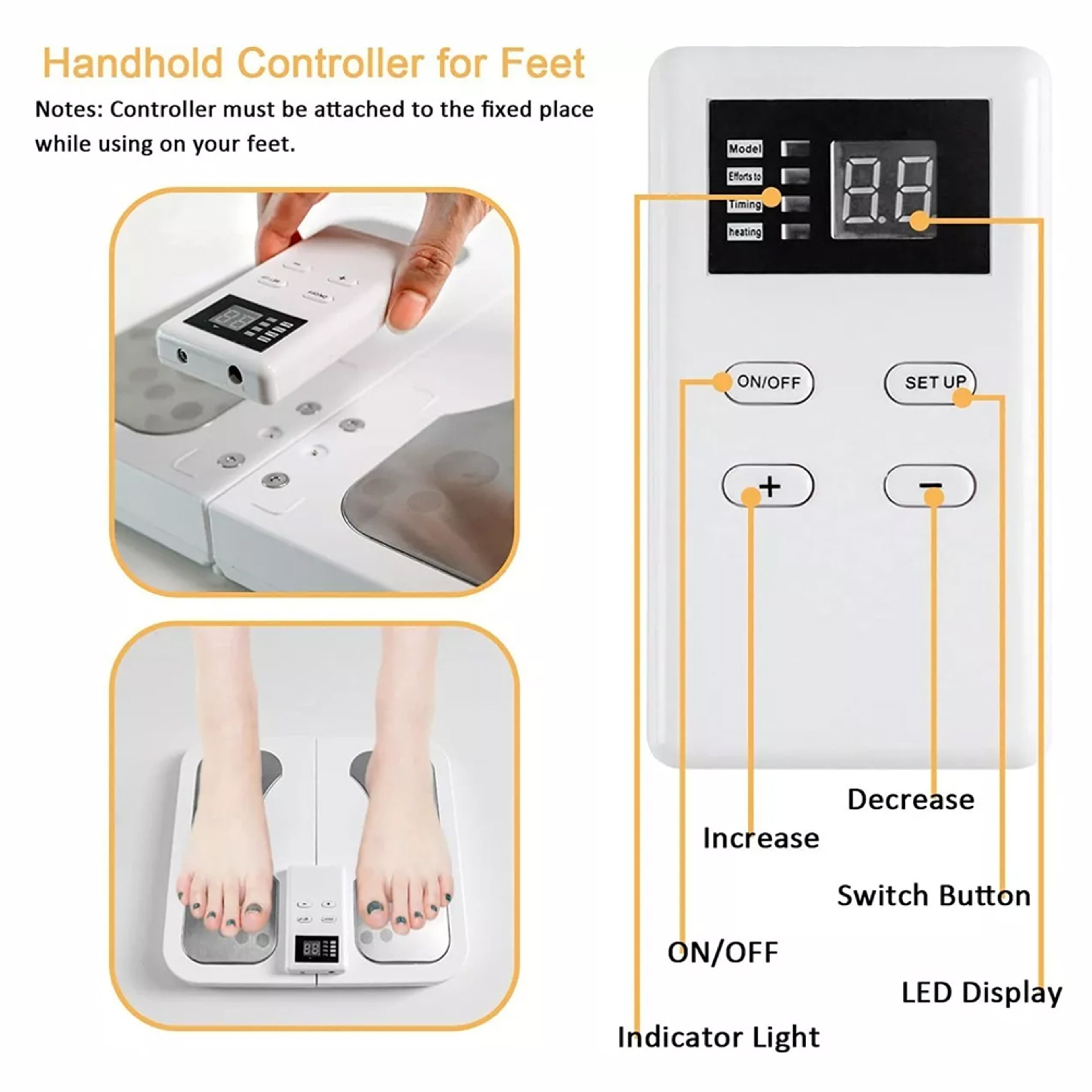 Electric EMS TENS Foot Massager, Muscle Massage Device, Heating Pulse Stimulator for Feet and Legs, Circulation – view 2