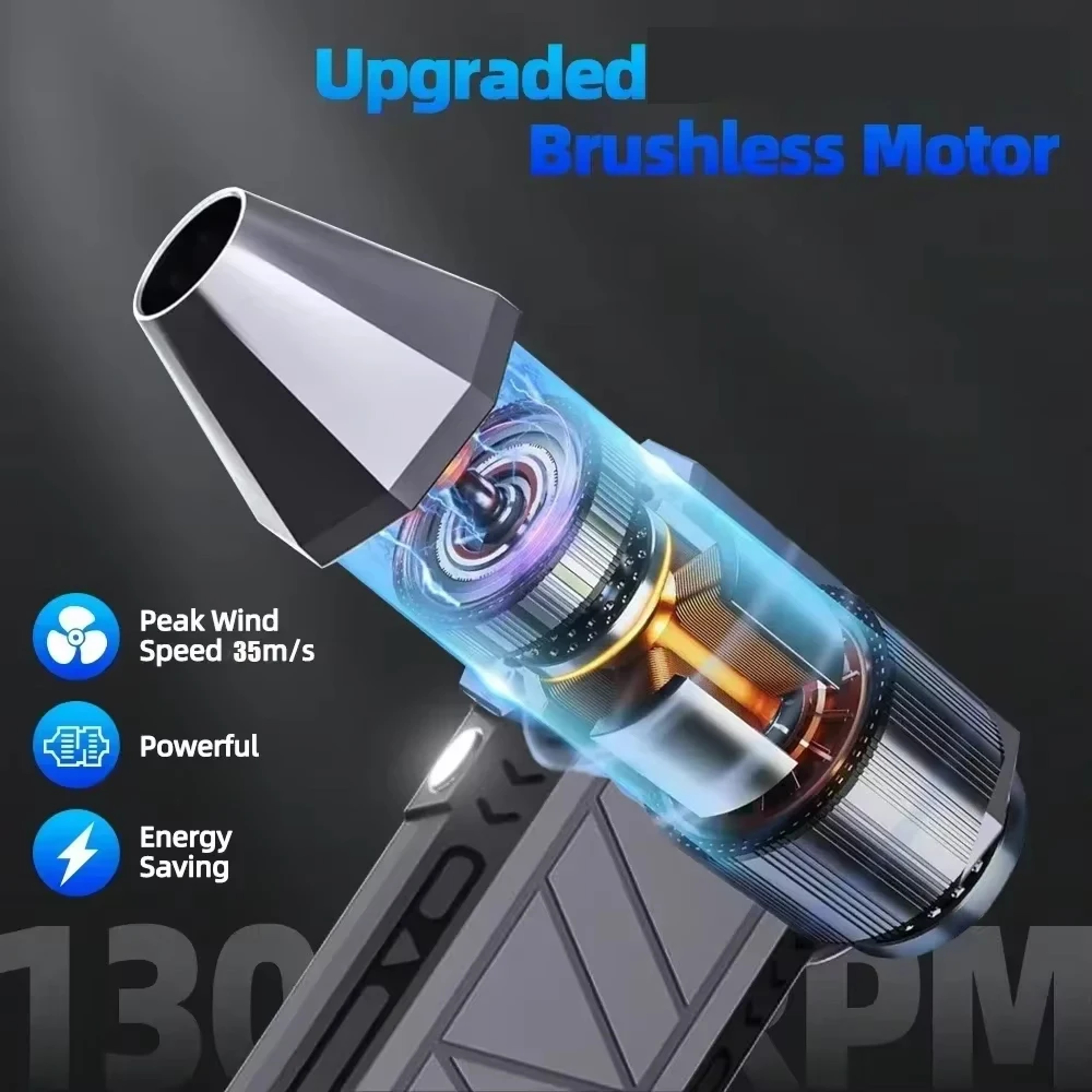 Rechargeable Electric Turbo Jet Fan, 130000 RPM Mini Air Blower, Air Duster, 3 Gear Turbo Blower, Industrial Duct Fan – view 3