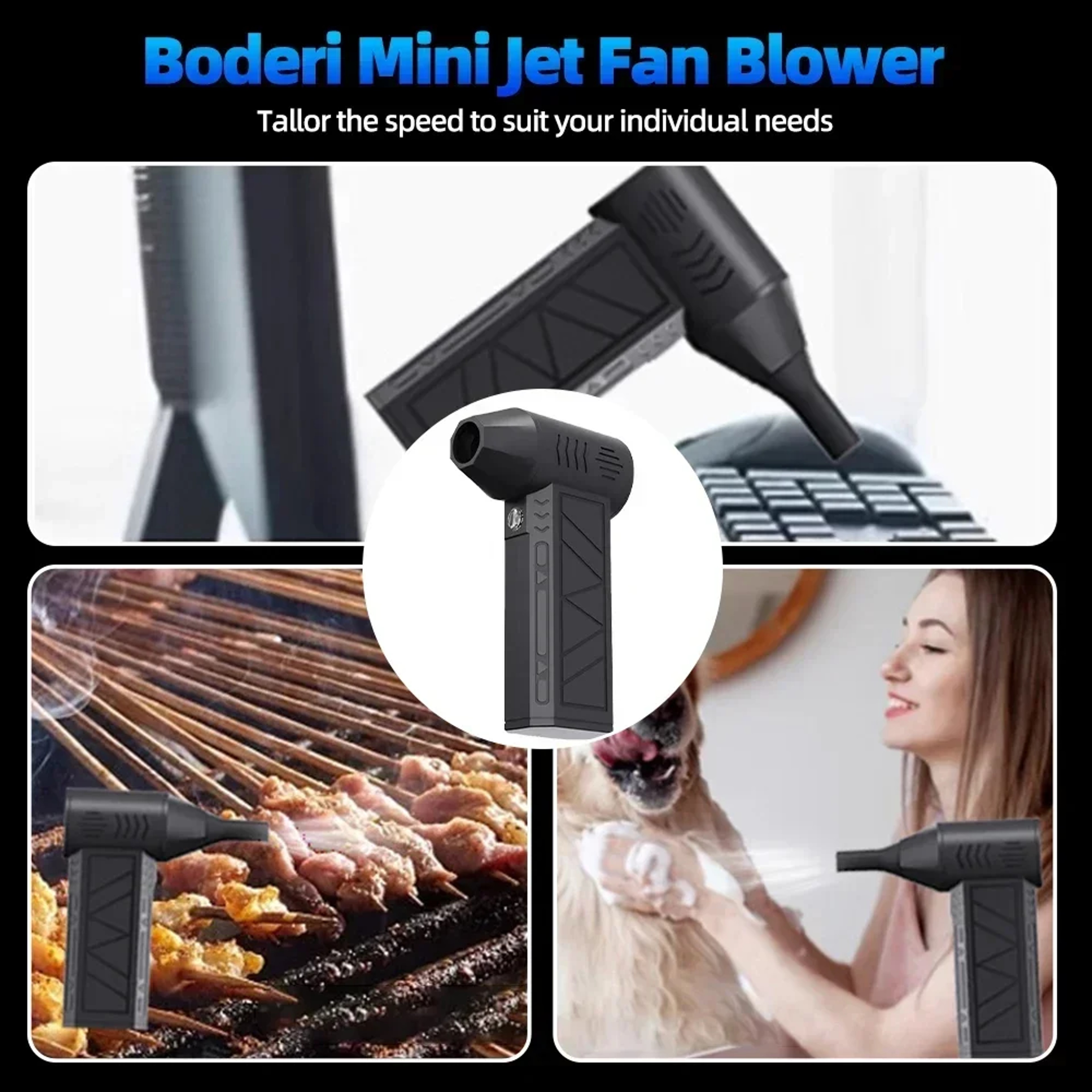 Rechargeable Electric Turbo Jet Fan, 130000 RPM Mini Air Blower, Air Duster, 3 Gear Turbo Blower, Industrial Duct Fan – view 6