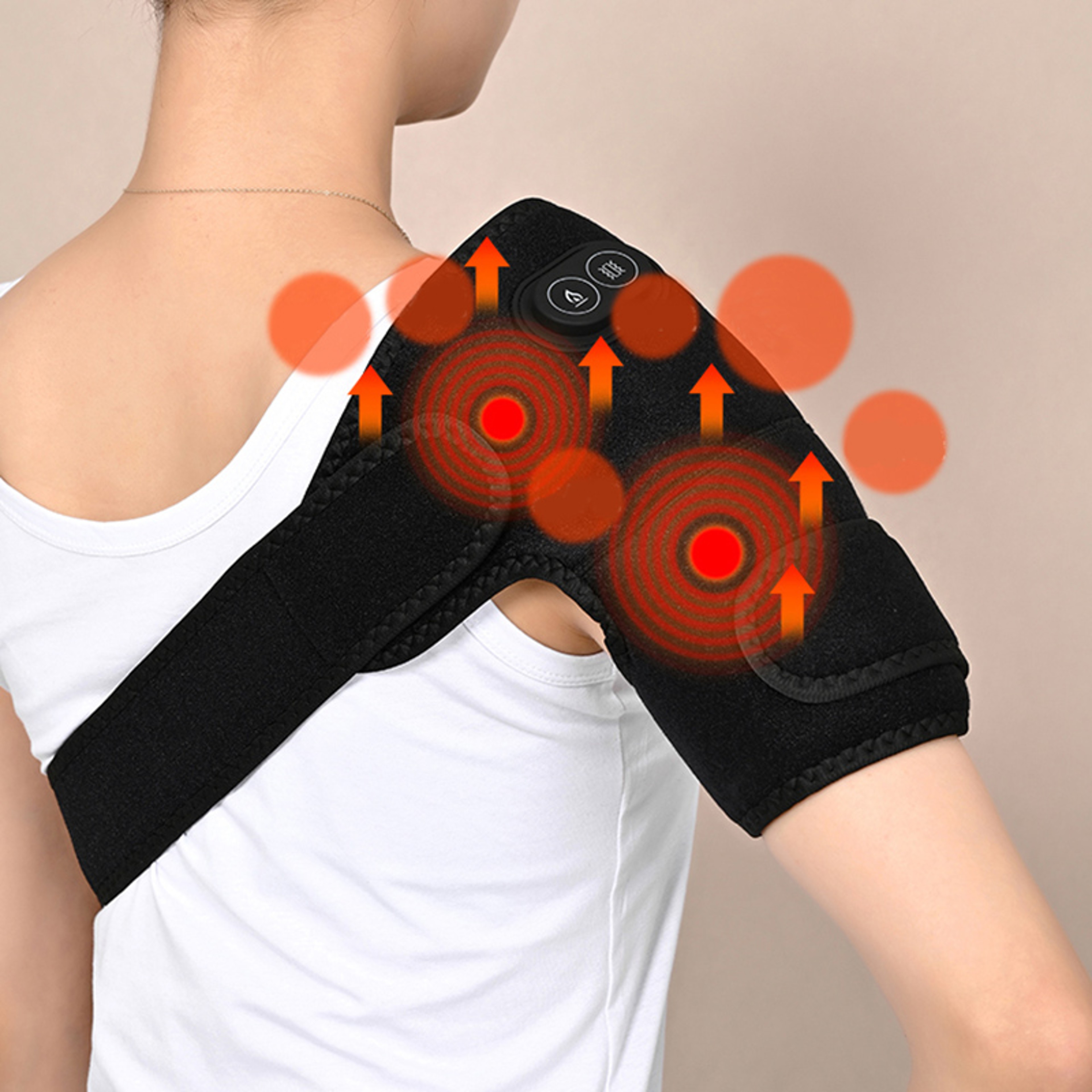 Shoulder Brace Heated USB Electric Knee Massager Vibration Massage Adjustable Support Strap With Th 1