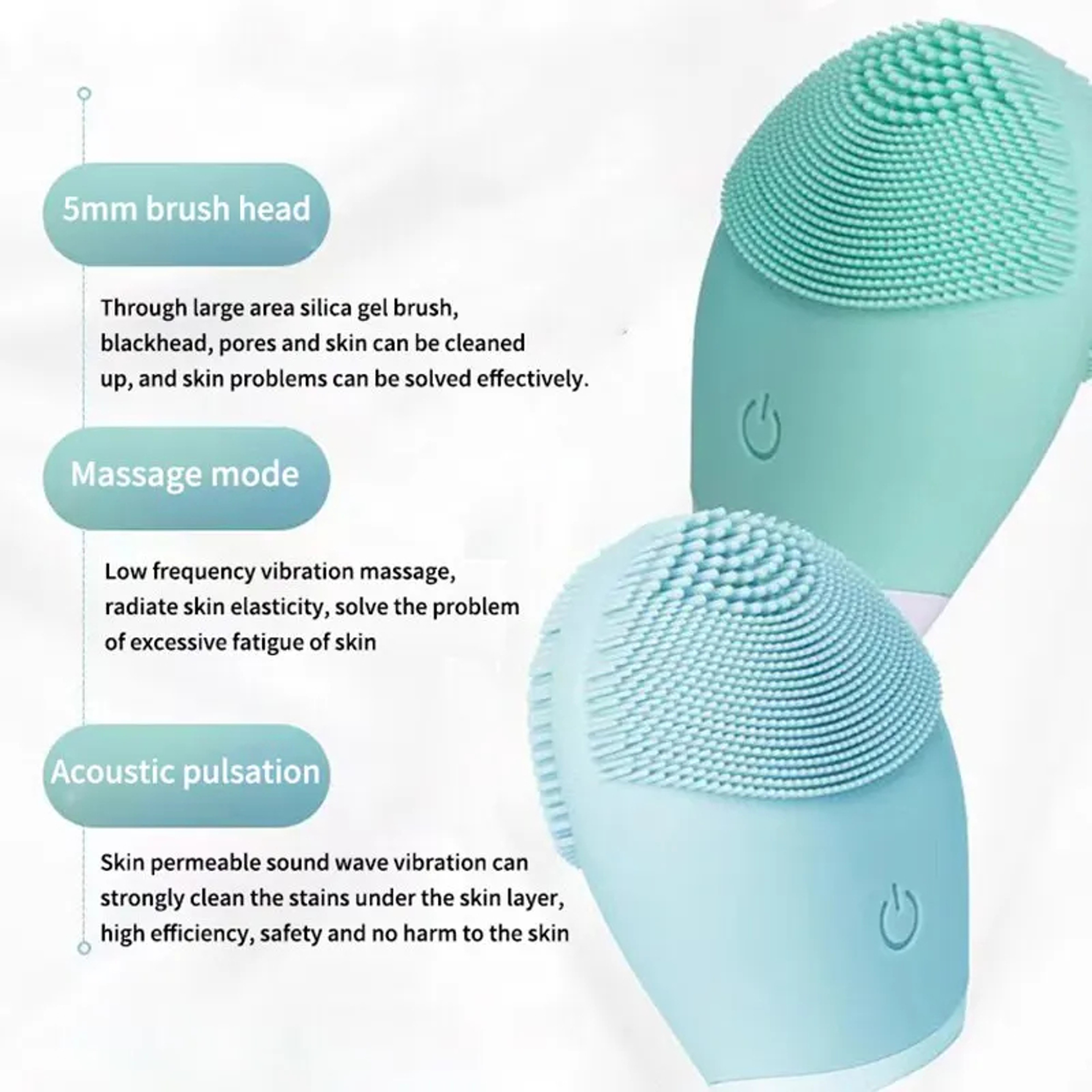 Electric Vibration Facial Massager, Silicone Brush for Deep Pore Cleaning, Skincare Device – view 2