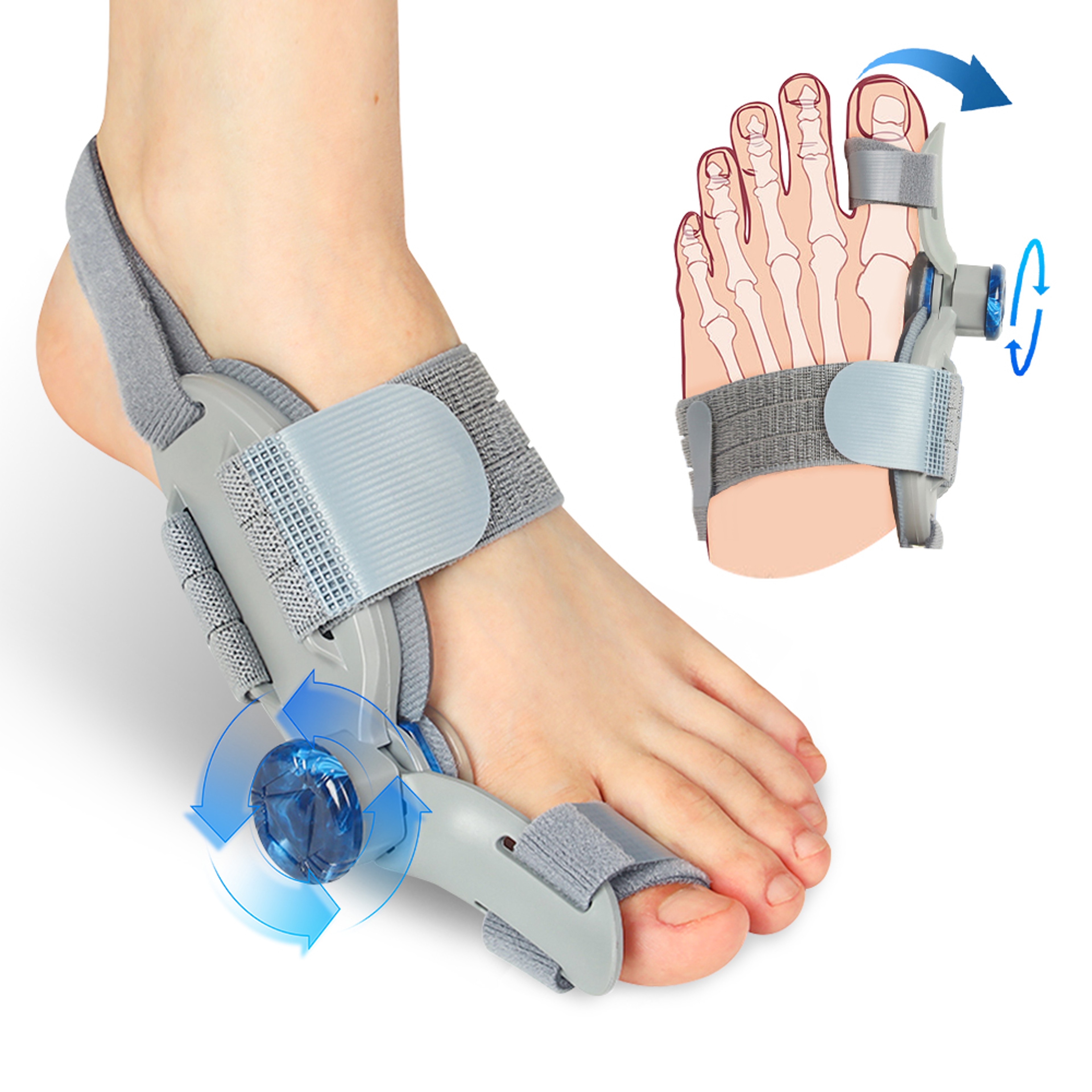 Adjustable Bunion Corrector Rotatable Toe Separator Unisex Hallux Valgus Brace Toe Straightener Ped