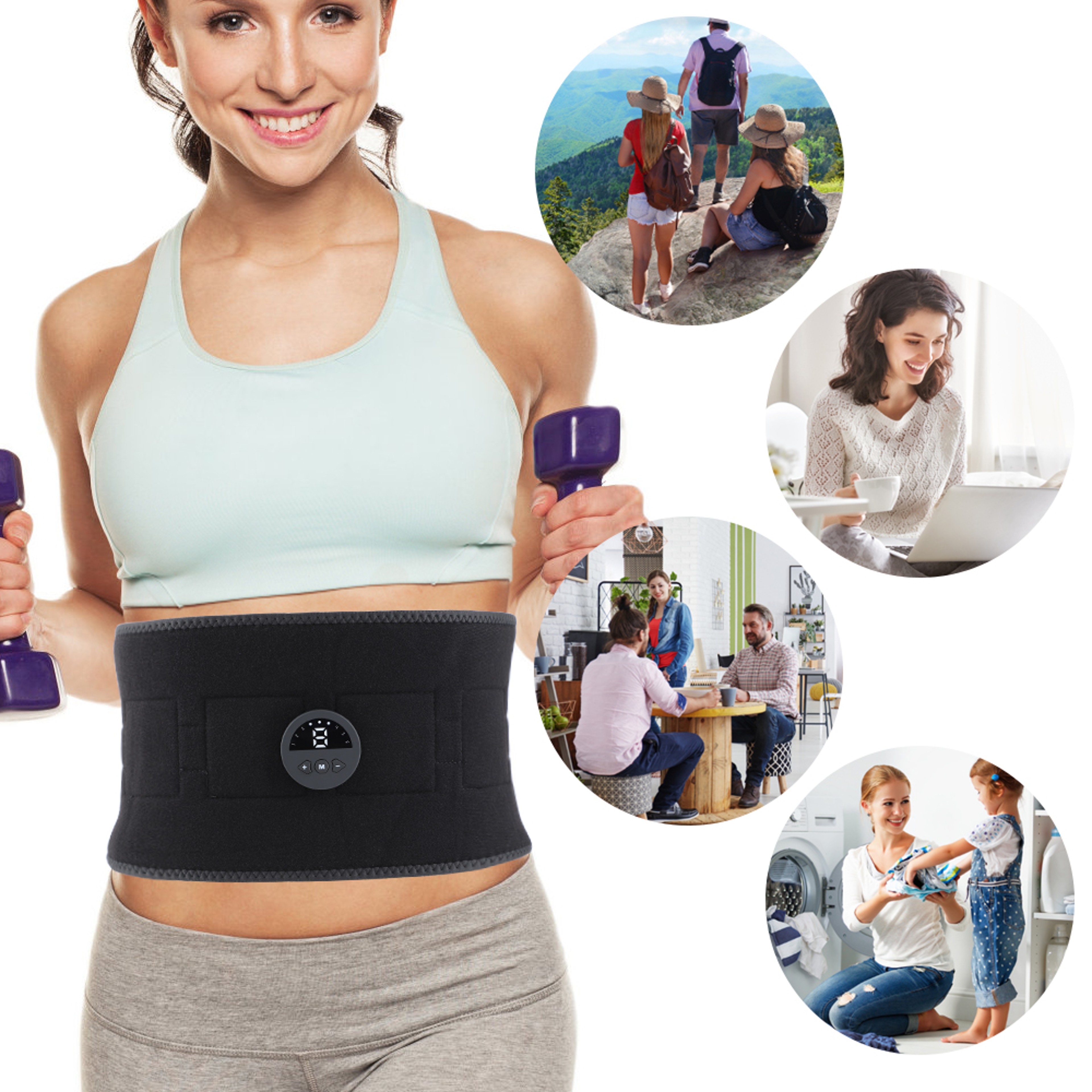 Smart Abdomen Muscle Stimulator EMS Pulse Body Massager Belt Waist Slimming Fat Burner Body Shaping 5