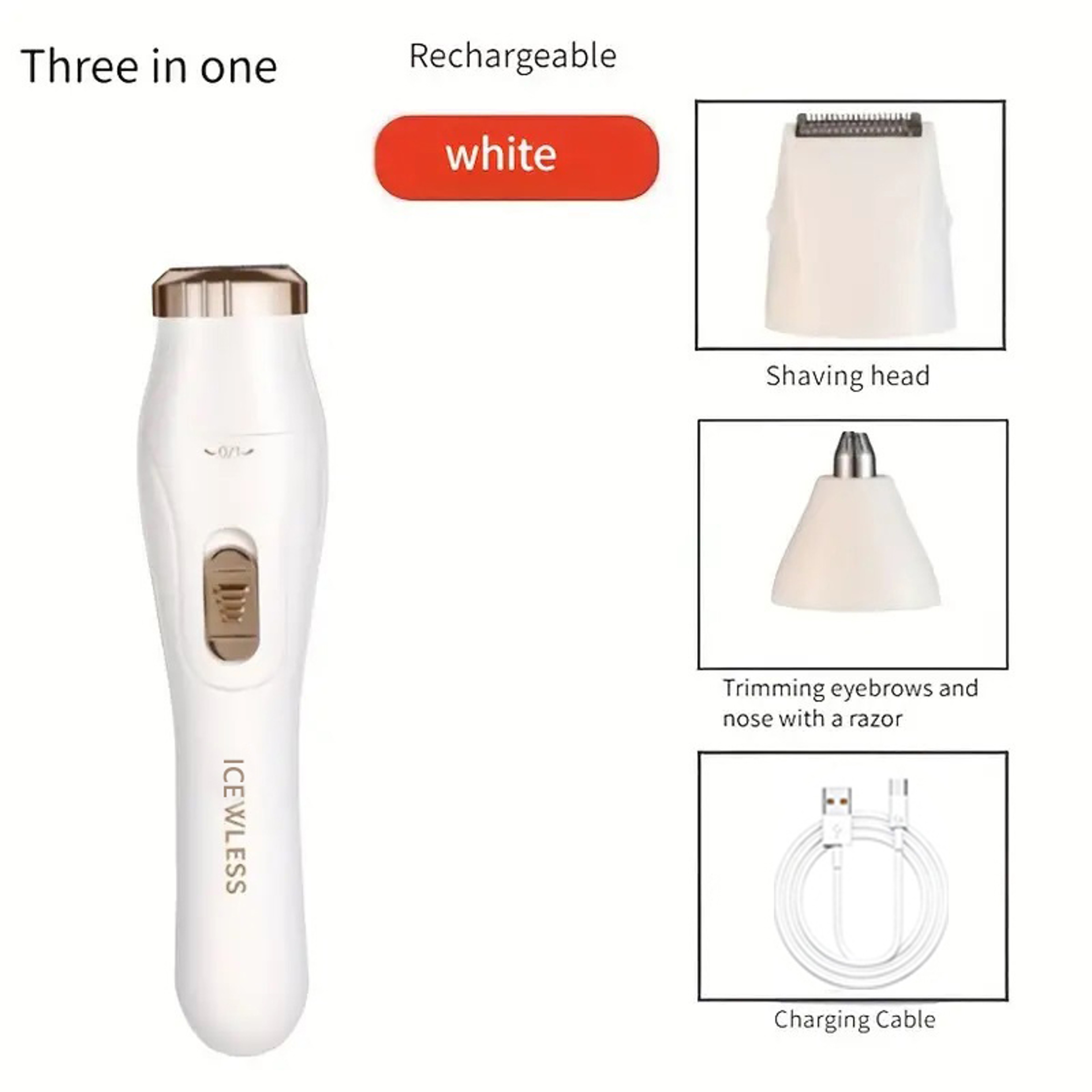 USB Rechargeable Nose Hair Trimmer, 3-in-1 Hair Removal Set, Underarm, Leg, Nose Hair Removal Device – view 7