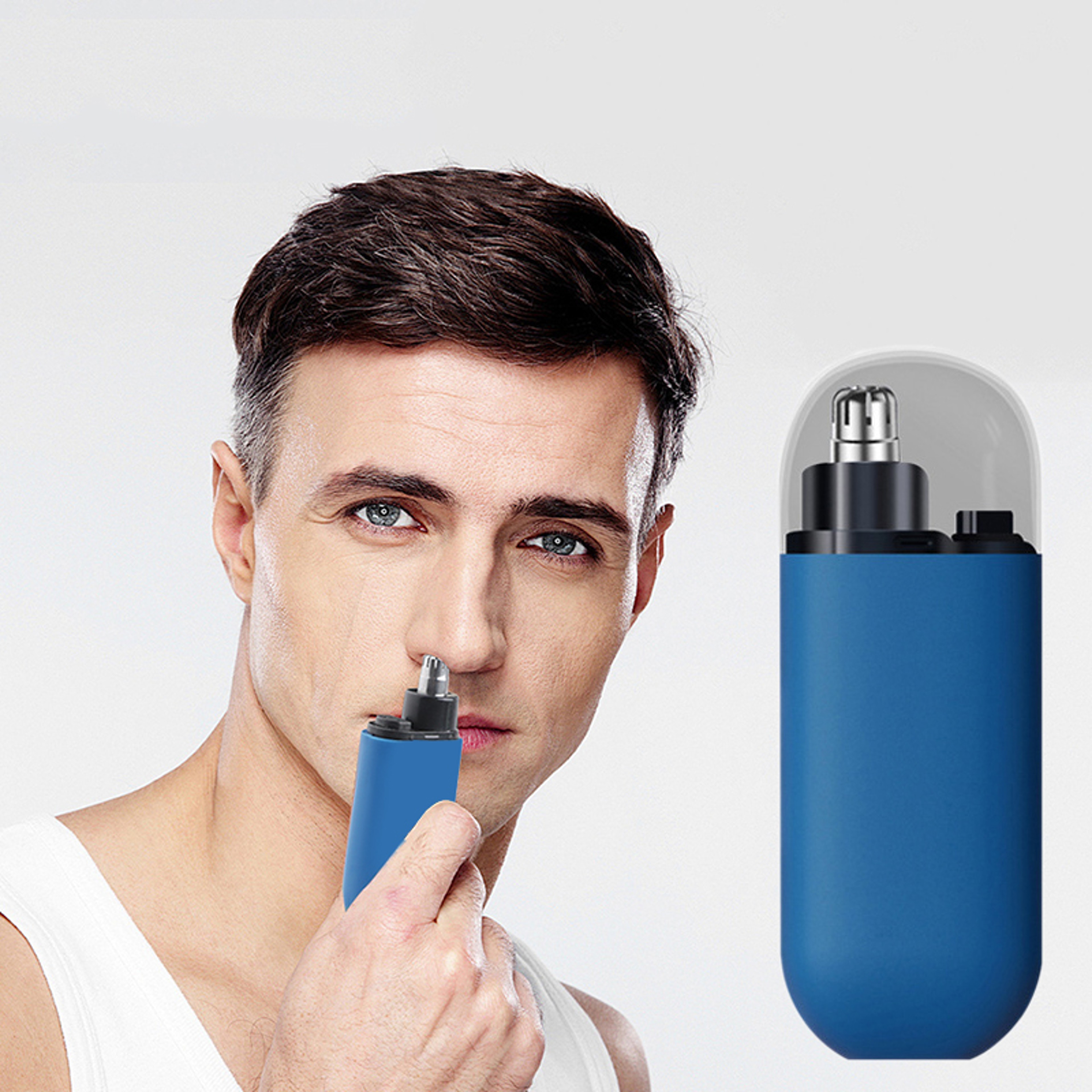 Portable electric nose clipper USB rechargeable, 150mAh lithium battery, mini compact design fast charging USB interface – view 1
