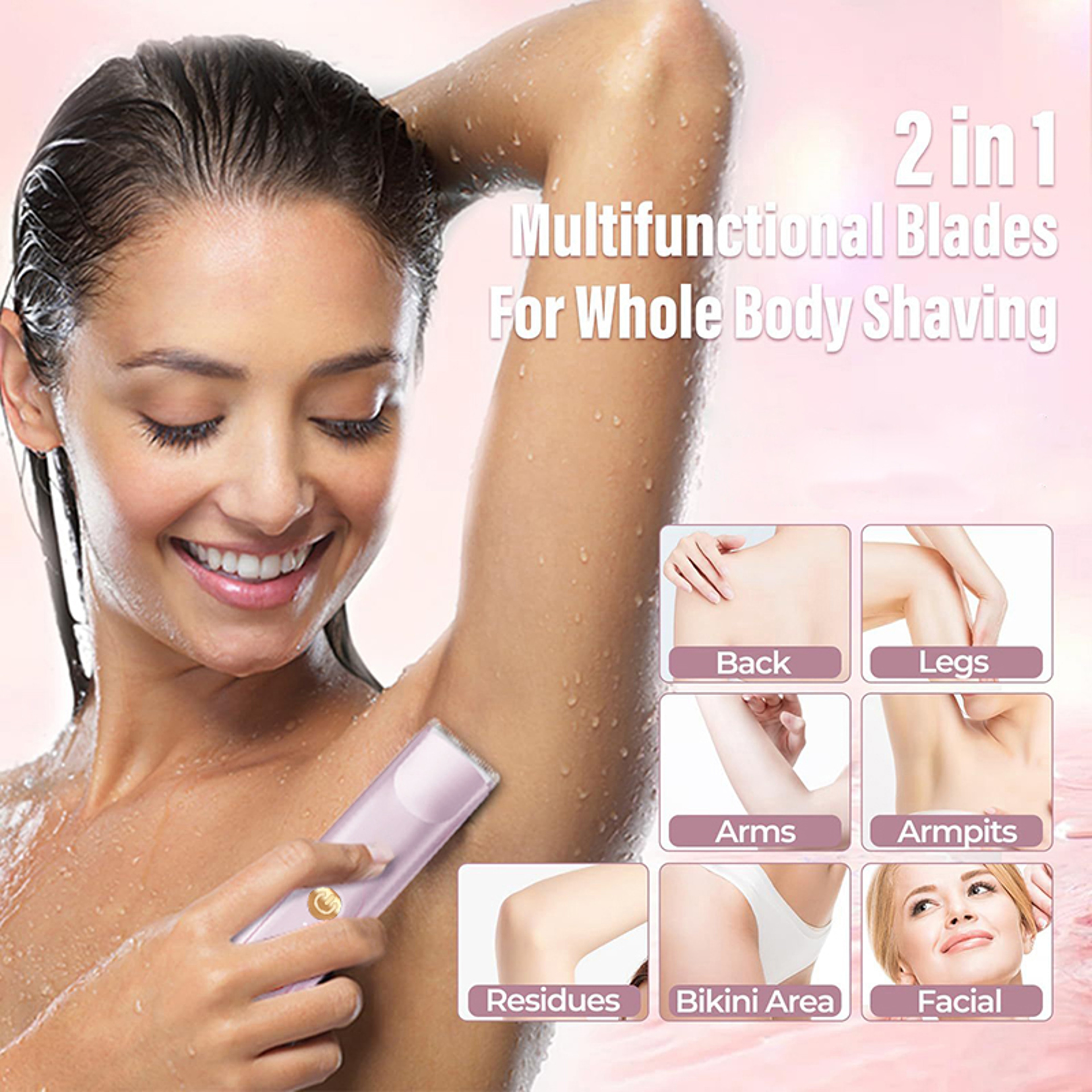 2in1 Electric Shaver Women Body Hair Shaving Dual Head Design Private Hair Armpit And Leg Hair Remo 3
