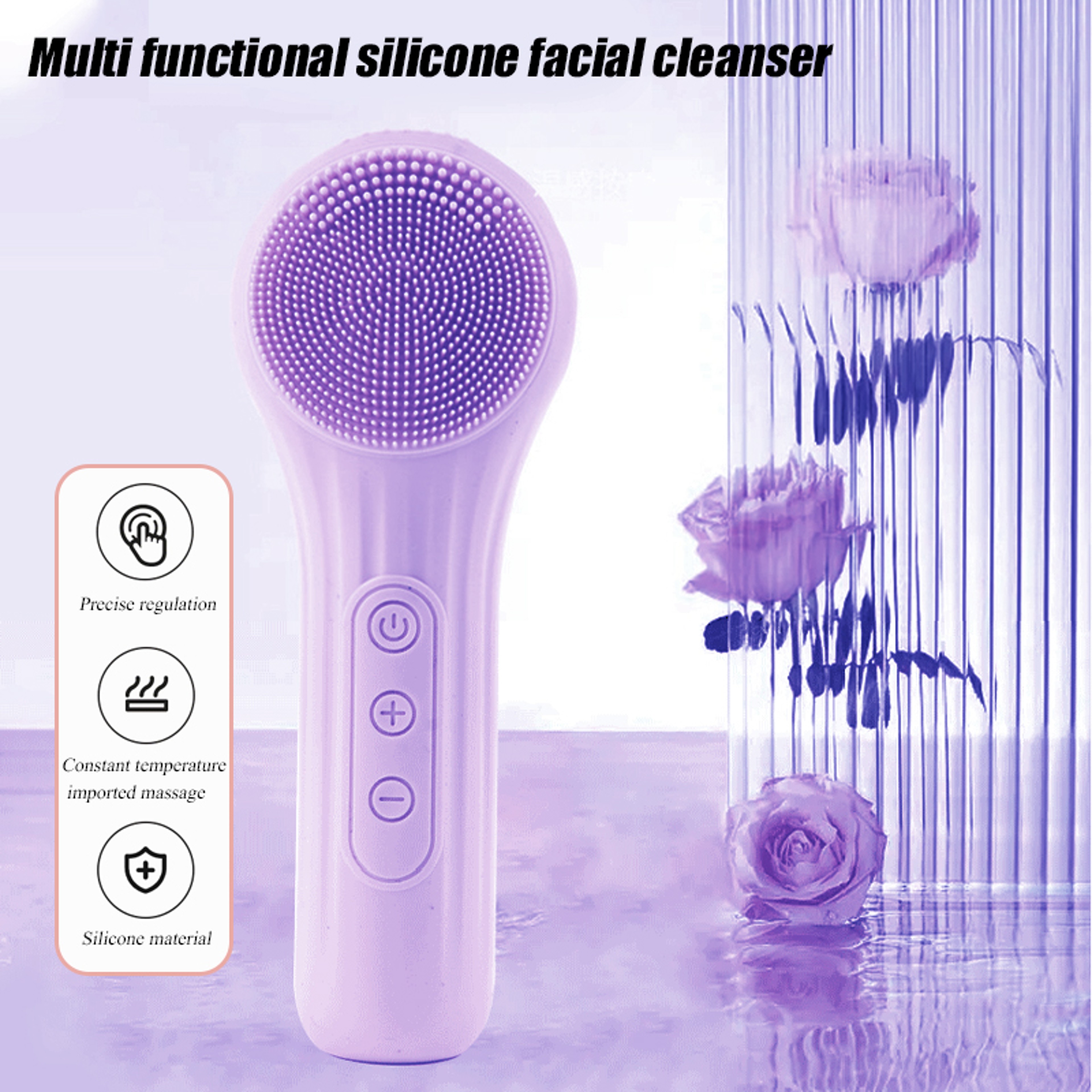 Ultrasonic Vibration Silicone Facial Cleanser, Intelligent Multifunctional Electric Facial Brush, Magnetic Charging – view 2