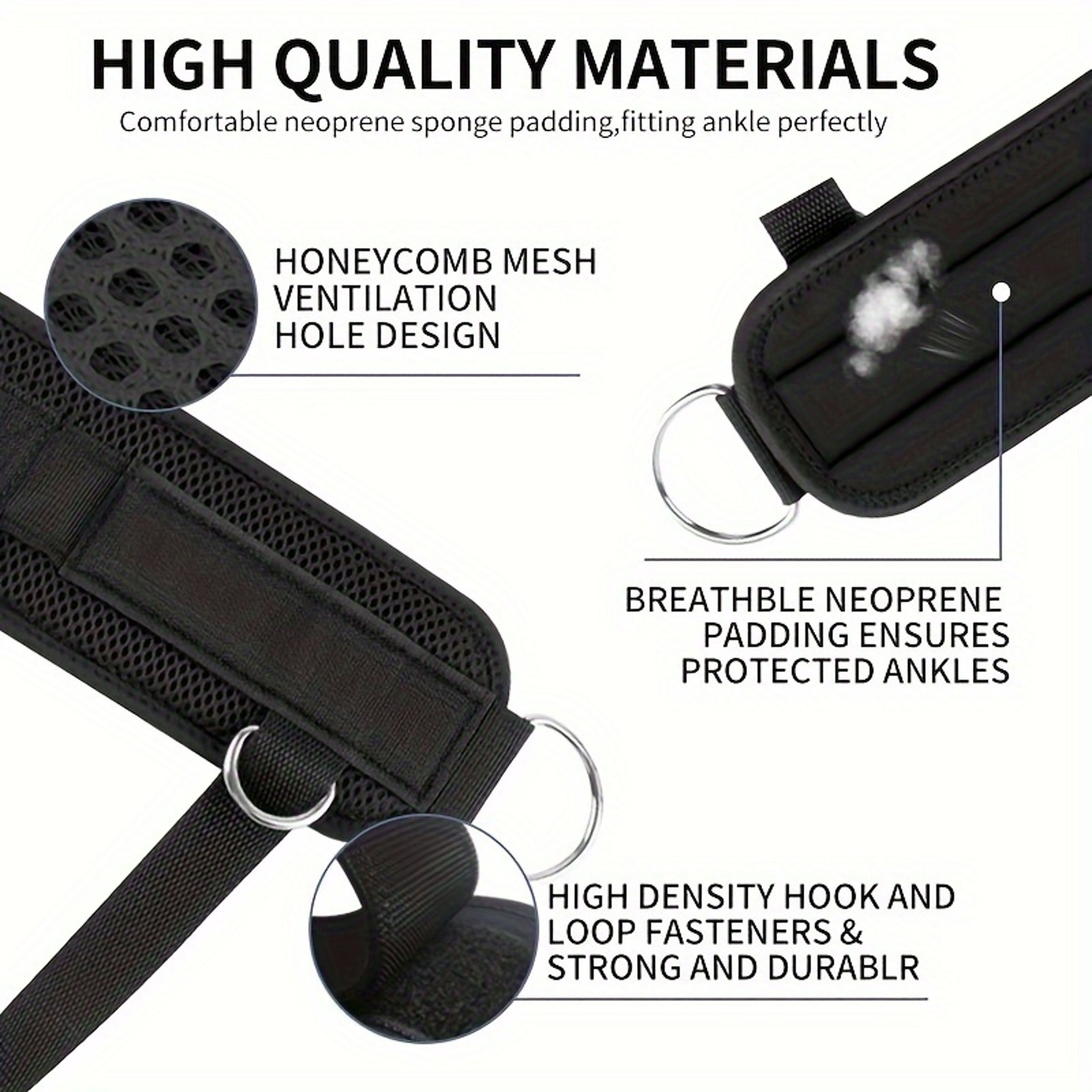 Ankle Cuffs For Cable Machines Padded Ankle Strap Double D Ring Fitness Strap Gym Workout Accessory 2