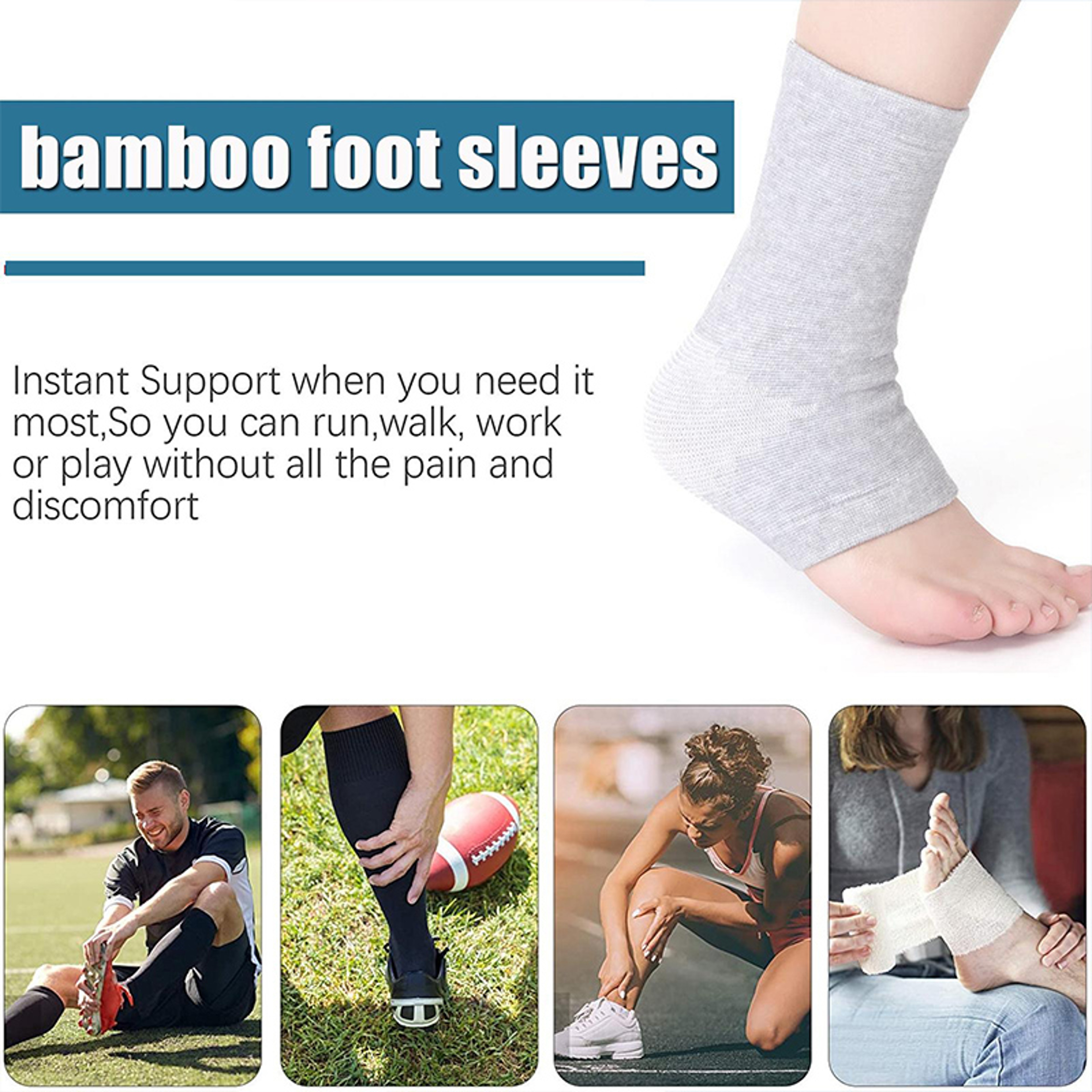 Anti Fatigue Bamboo Charcoal Fiber Foot Sleeves, Pain Relief, Compression Arch and Heel Support – view 2