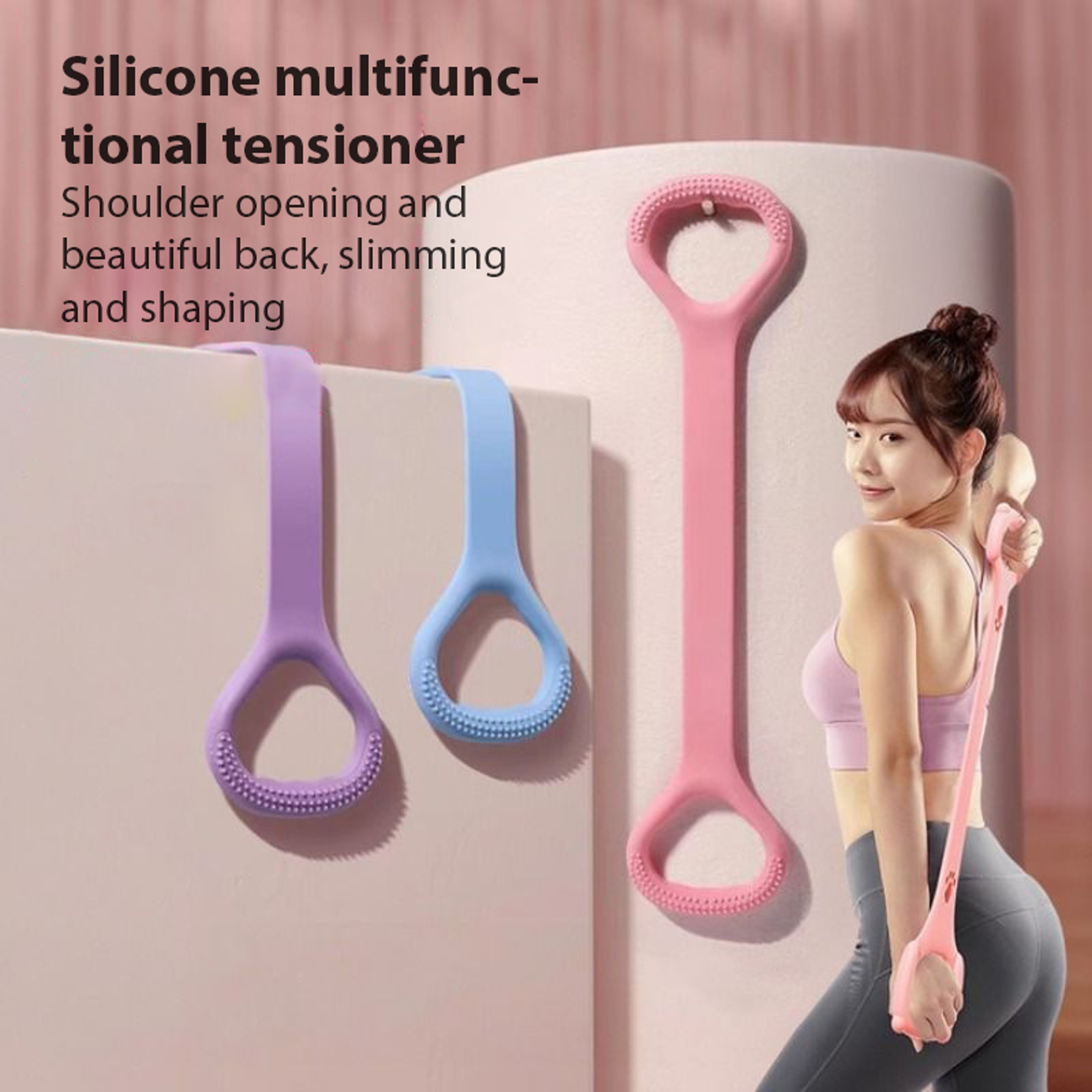 Yoga Pilates Elastic Band Figure 8 Resistance Rope Back Arm Training Fitness Stretching Band 0