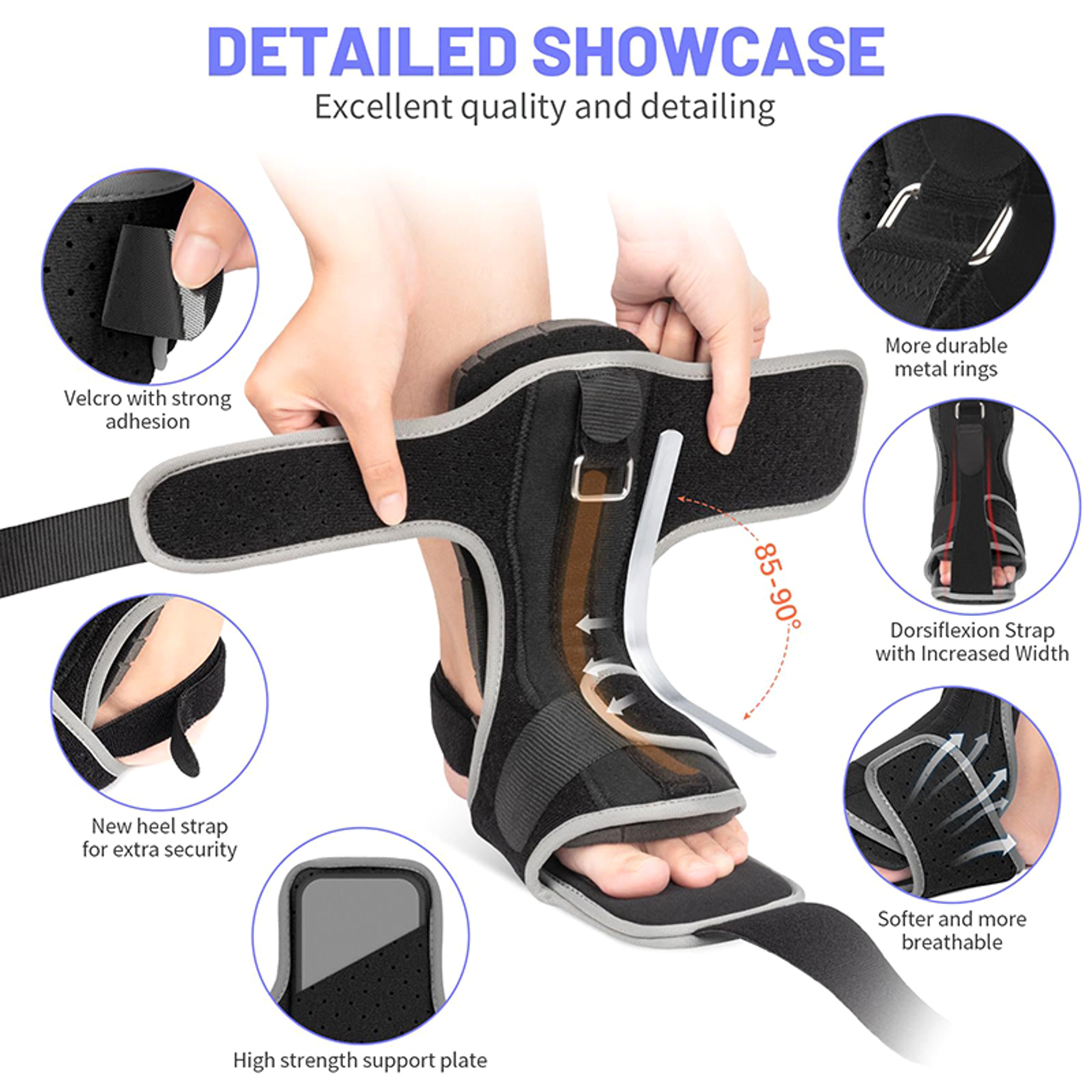 Plantar Fasciitis Night Splint Adjustable Foot Drop Brace Arch Support Stretch Boot Ankle Tendoniti 1