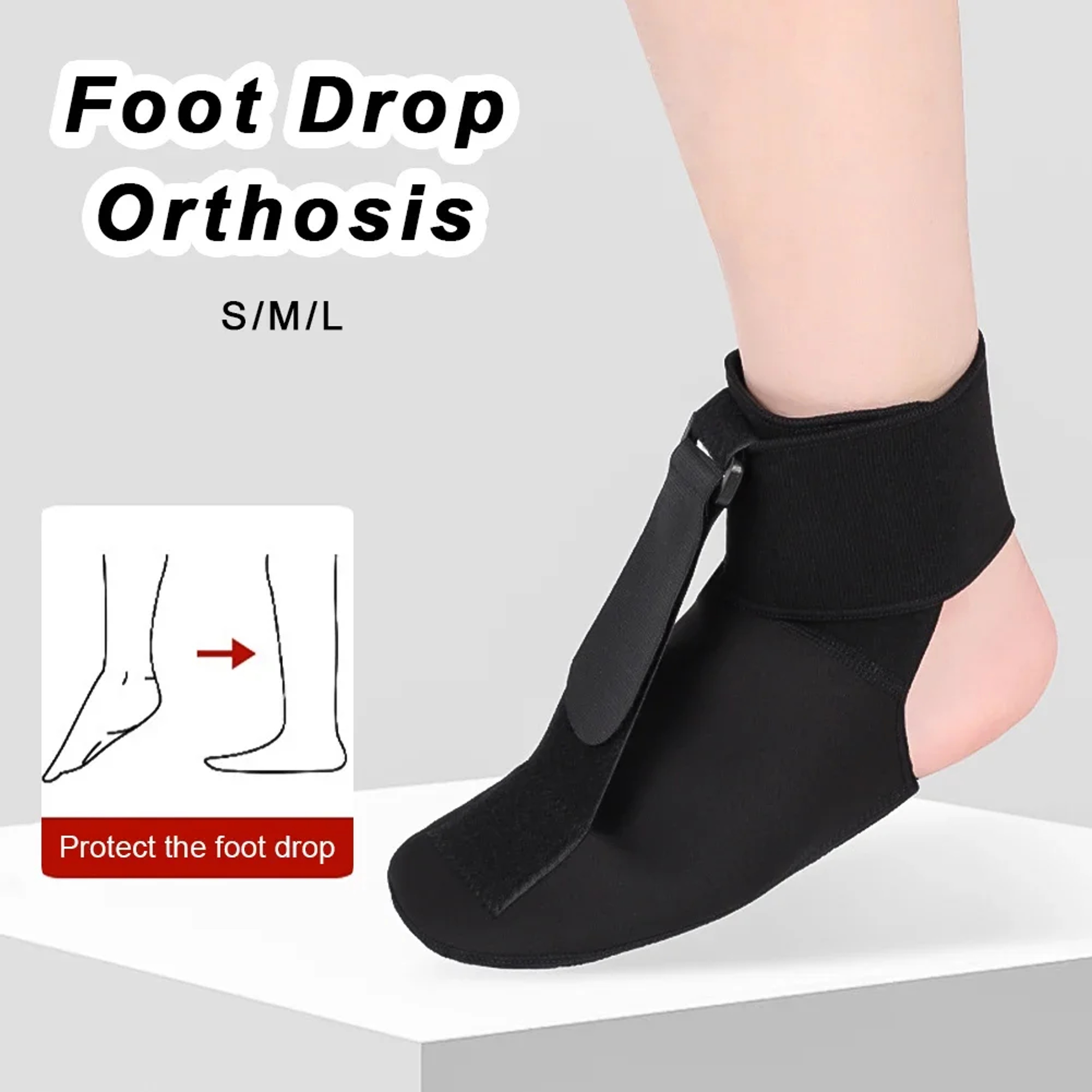 Adjustable Dorsal Drop Foot Orthopedic Brace, Plantar Fasciitis Splint Sock Comfortable Foot Drop Orthosis Night Support – view 3