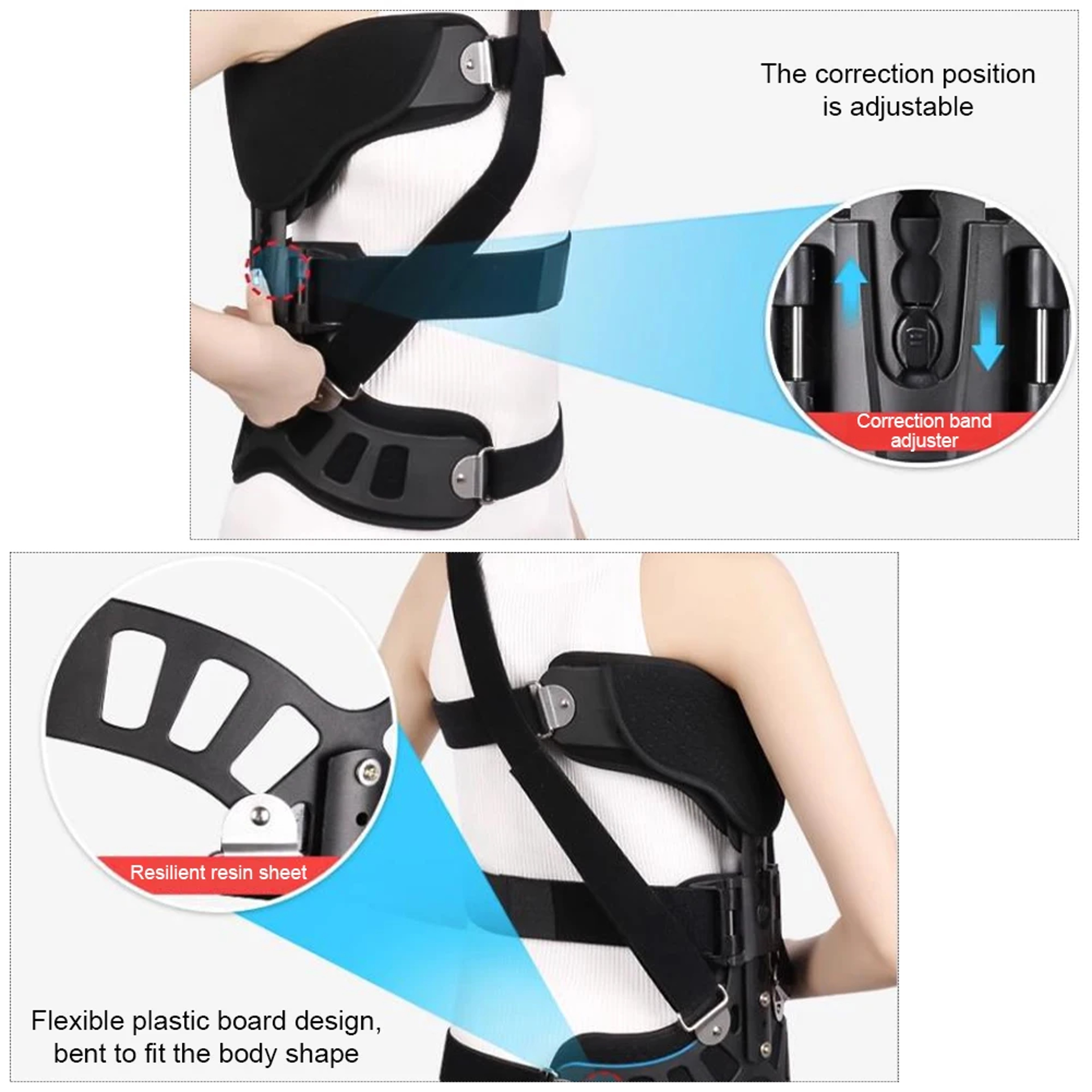 Adjustable Scoliosis Posture Corrector Spinal Auxiliary Orthosis Brace Back Recovery Support For Le