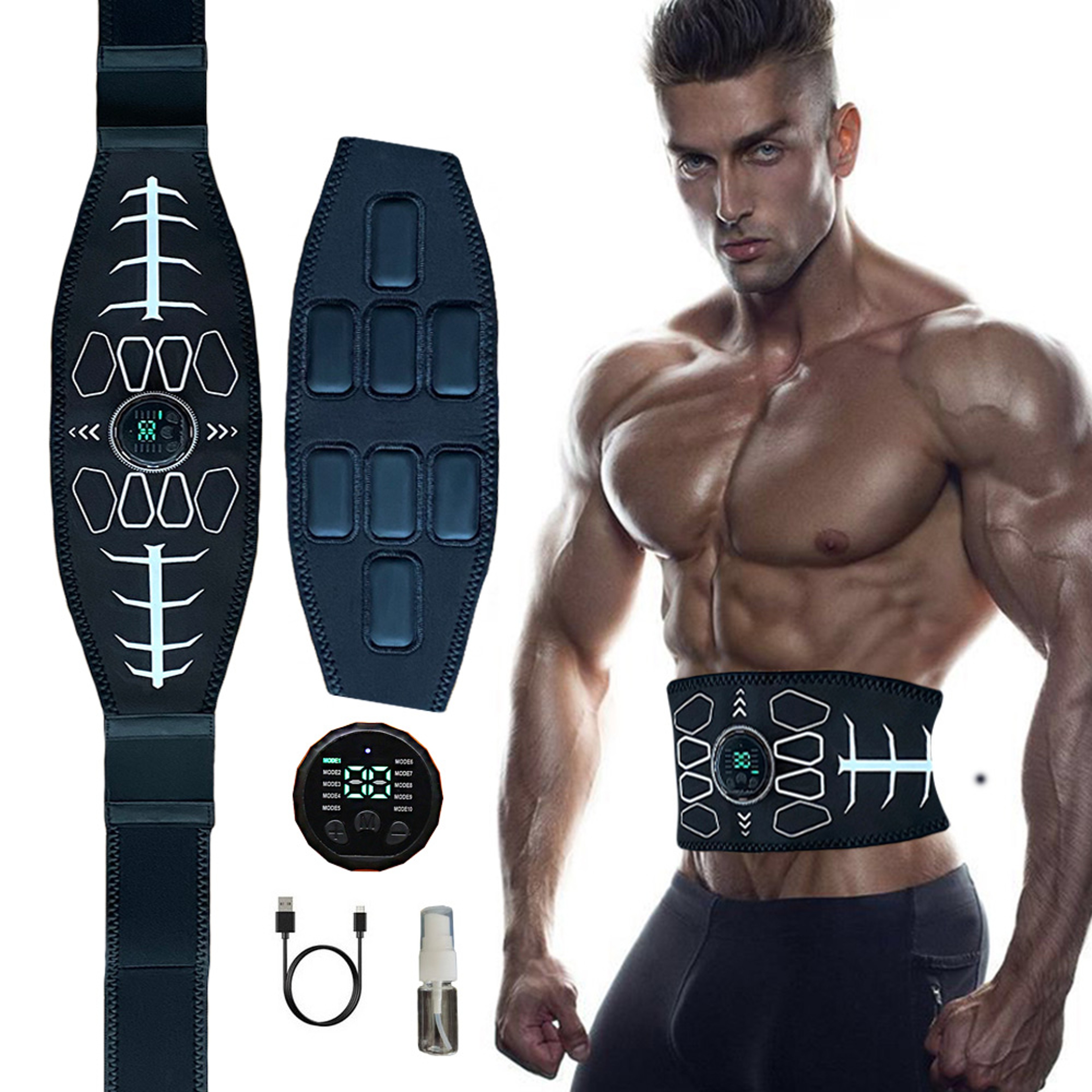 EMS Muscle Stimulator Abdominal Muscle Toner Waist Trainer Electric Toning Belt USB Recharge Fitnes 0