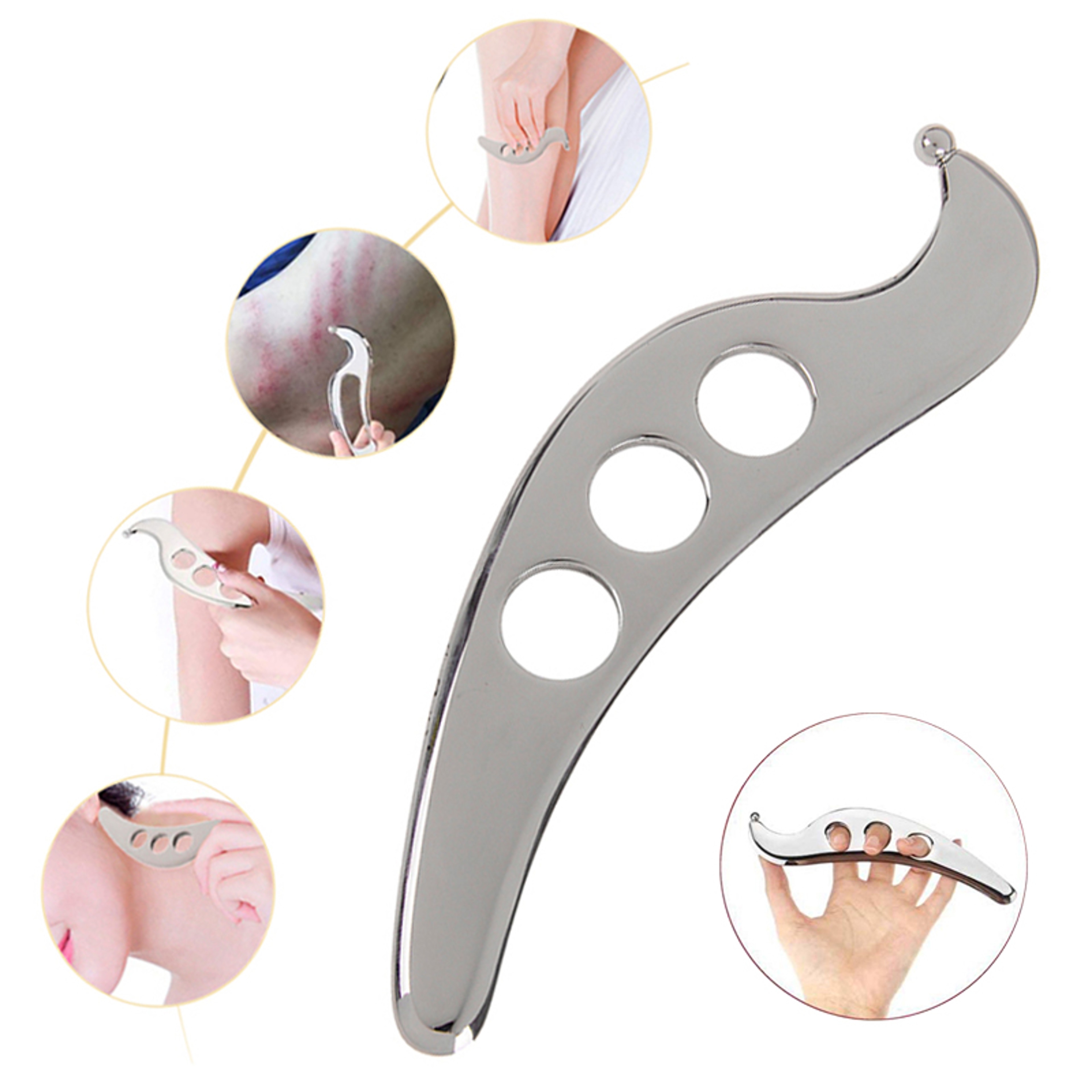 Manual Massage Gua Sha Tool, Stainless Steel Scraping Board, Pain Relief Therapy, Myofascial Release Tissue Mobilization – view 1