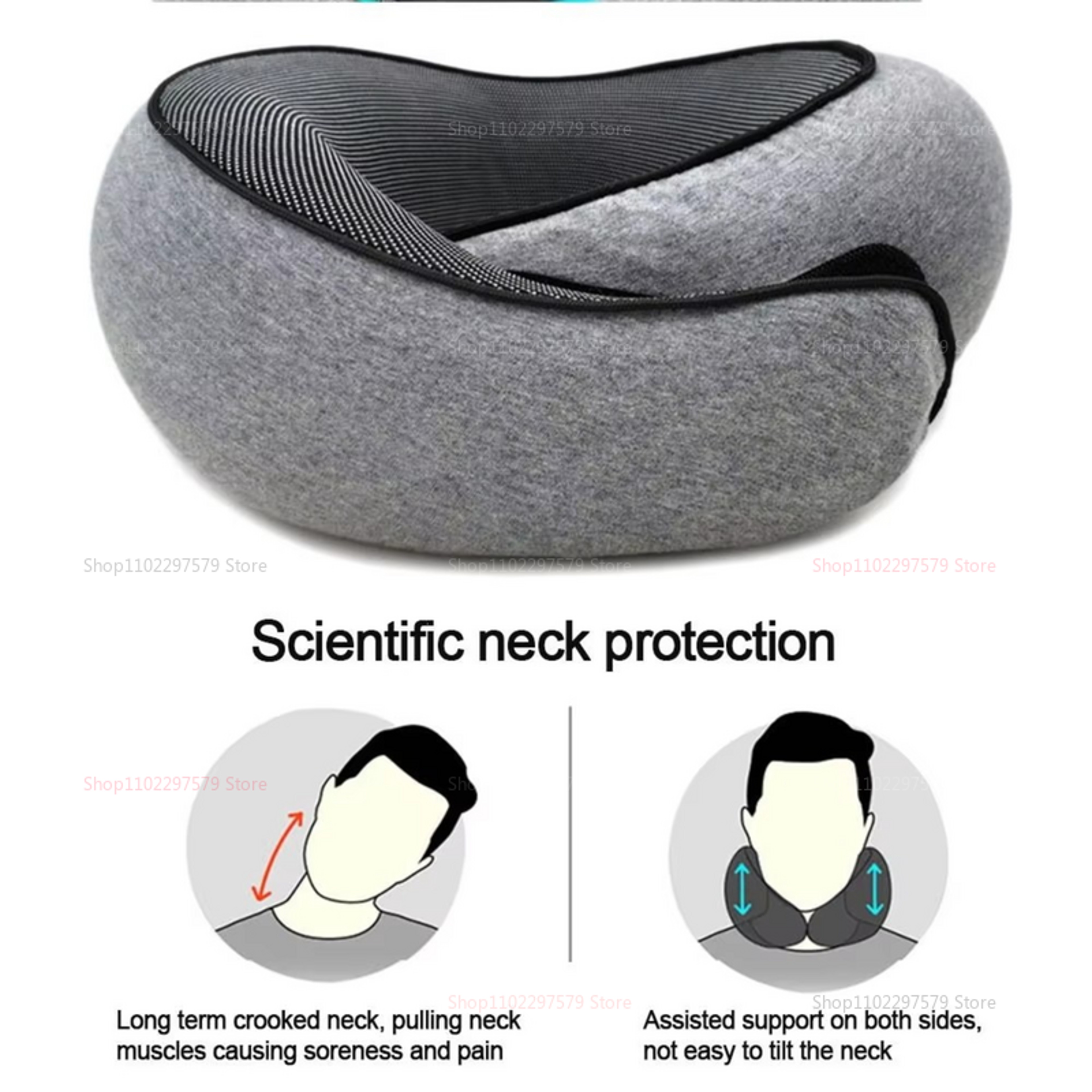 U Shaped Pillow Travel Neck Pillow Memory Foam Snail Pillow Soft Travel Neck Support Sleep Pillow F 3