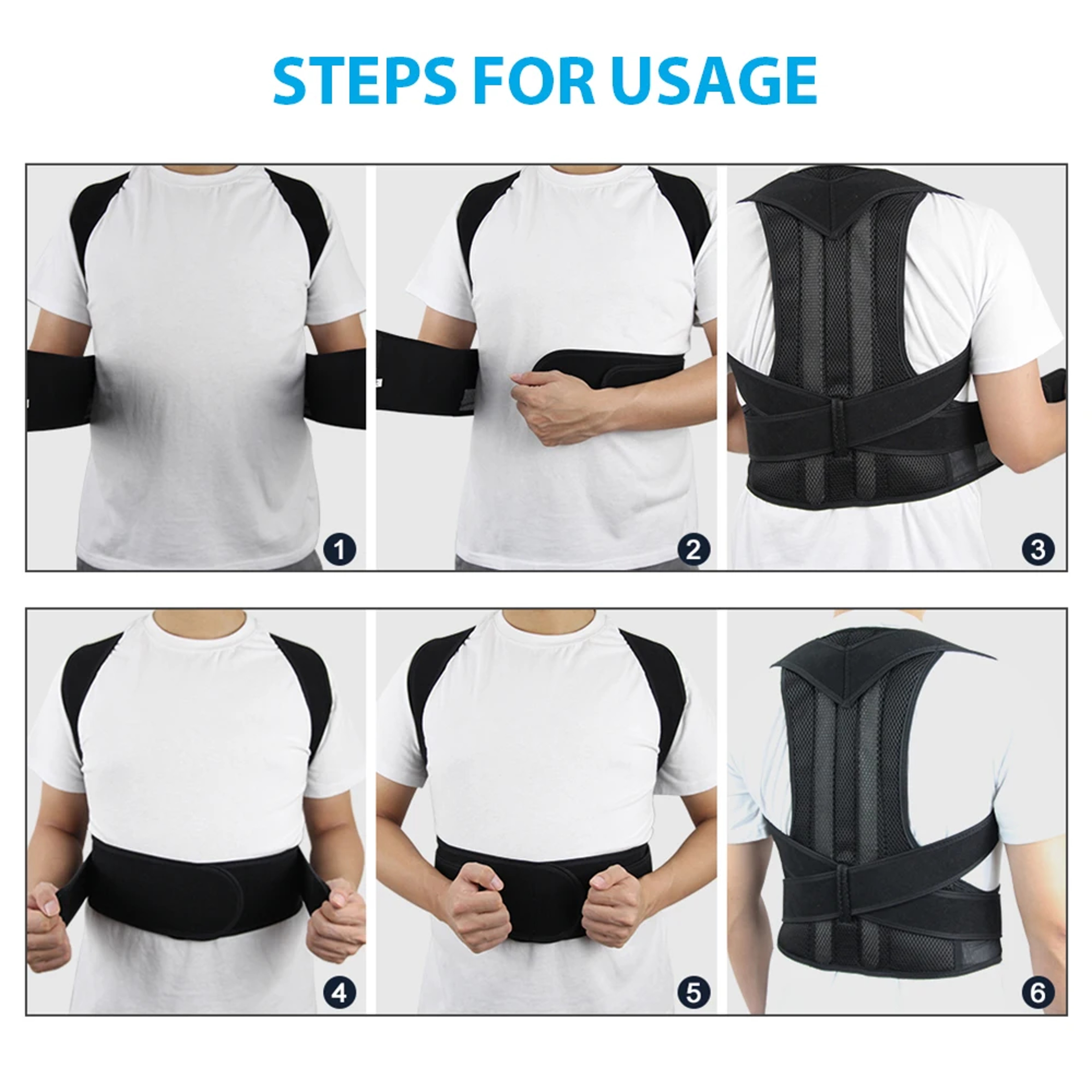 Adjustable Back Posture Corrector Shoulder And Waist Support Straps Breathable Brace For Better Ali 4