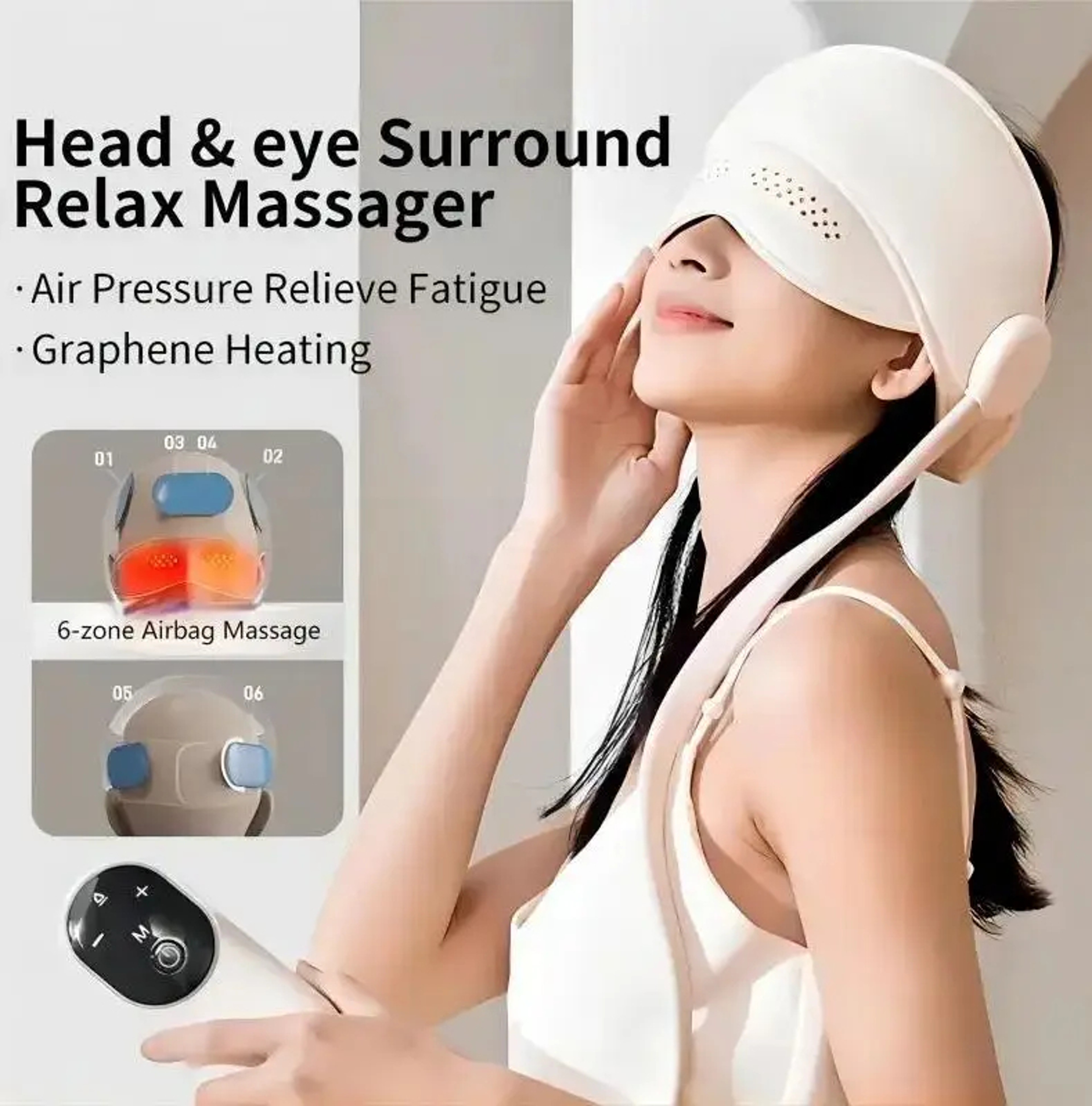 Air Pressure Eye Hot Compress, Graphene Heating Head Massager, Deep Relaxation and Better Sleep – view 1