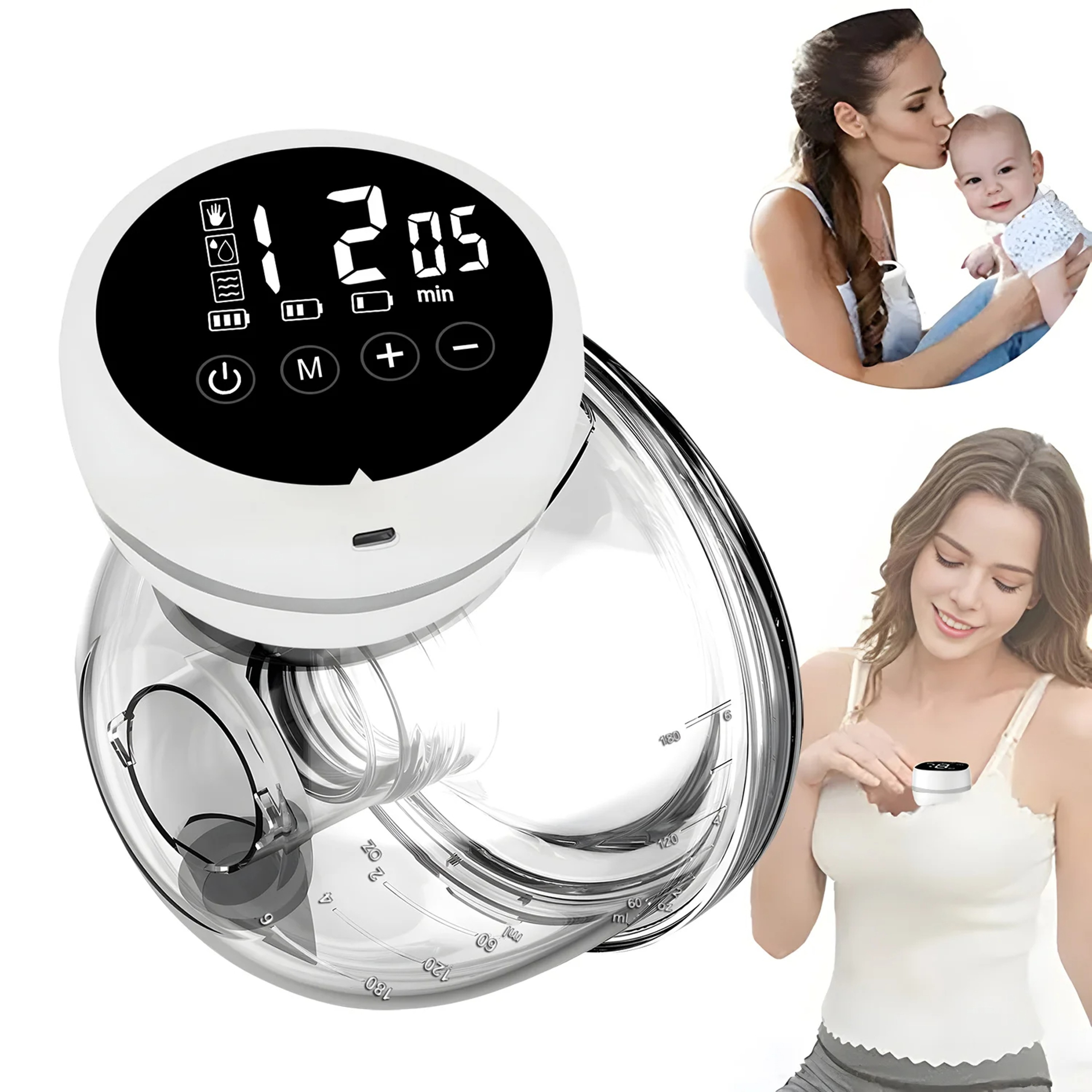 Hands Free Breast Pump, Double Sided Wearable Electric Pump, Painless Fully Automatic Breast Collector for Breastfeeding – view 1