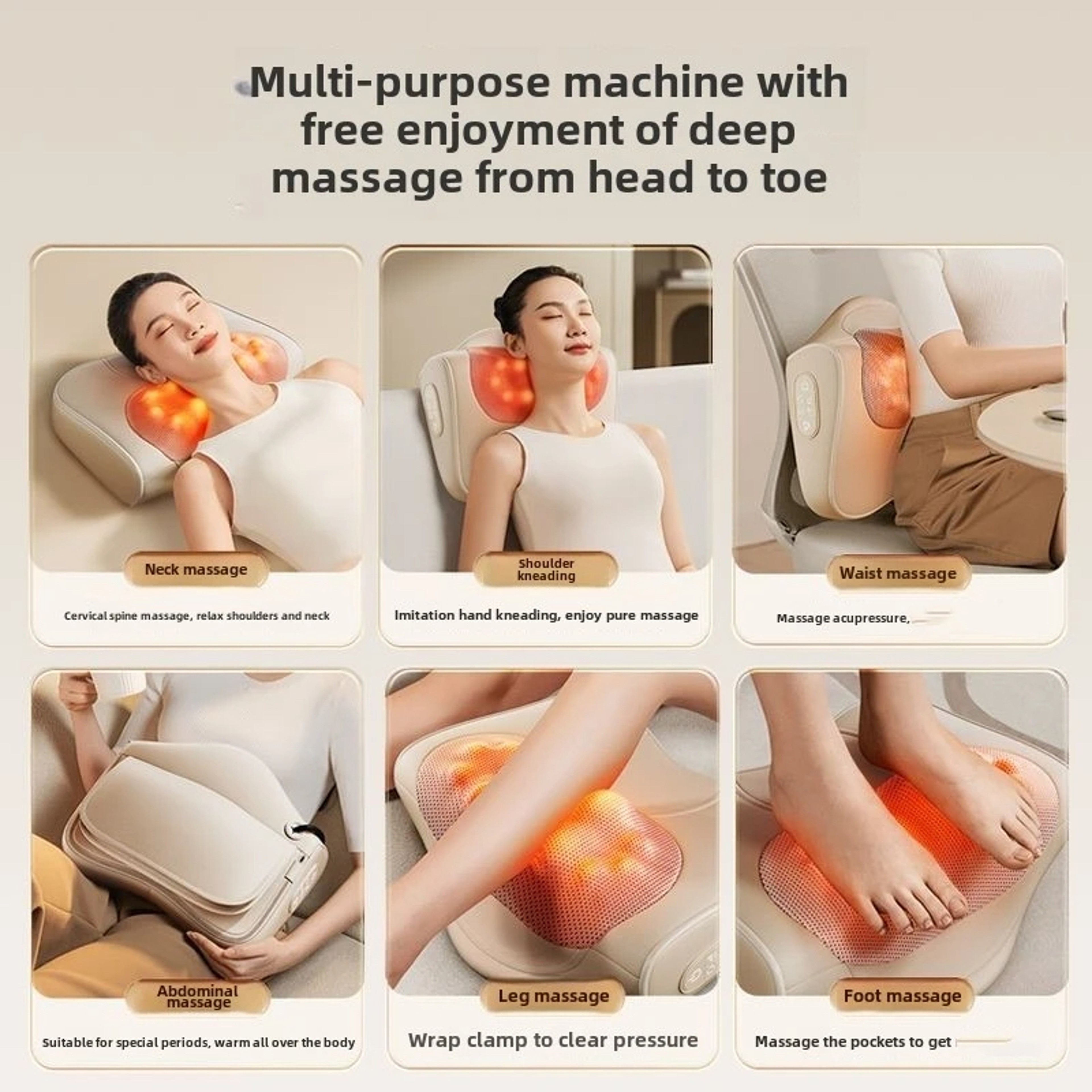Multi Function Shiatsu Massage Pillow, Heated Massager for Neck Back Shoulder, Finger Relaxation Cushion for Home Office – view 6
