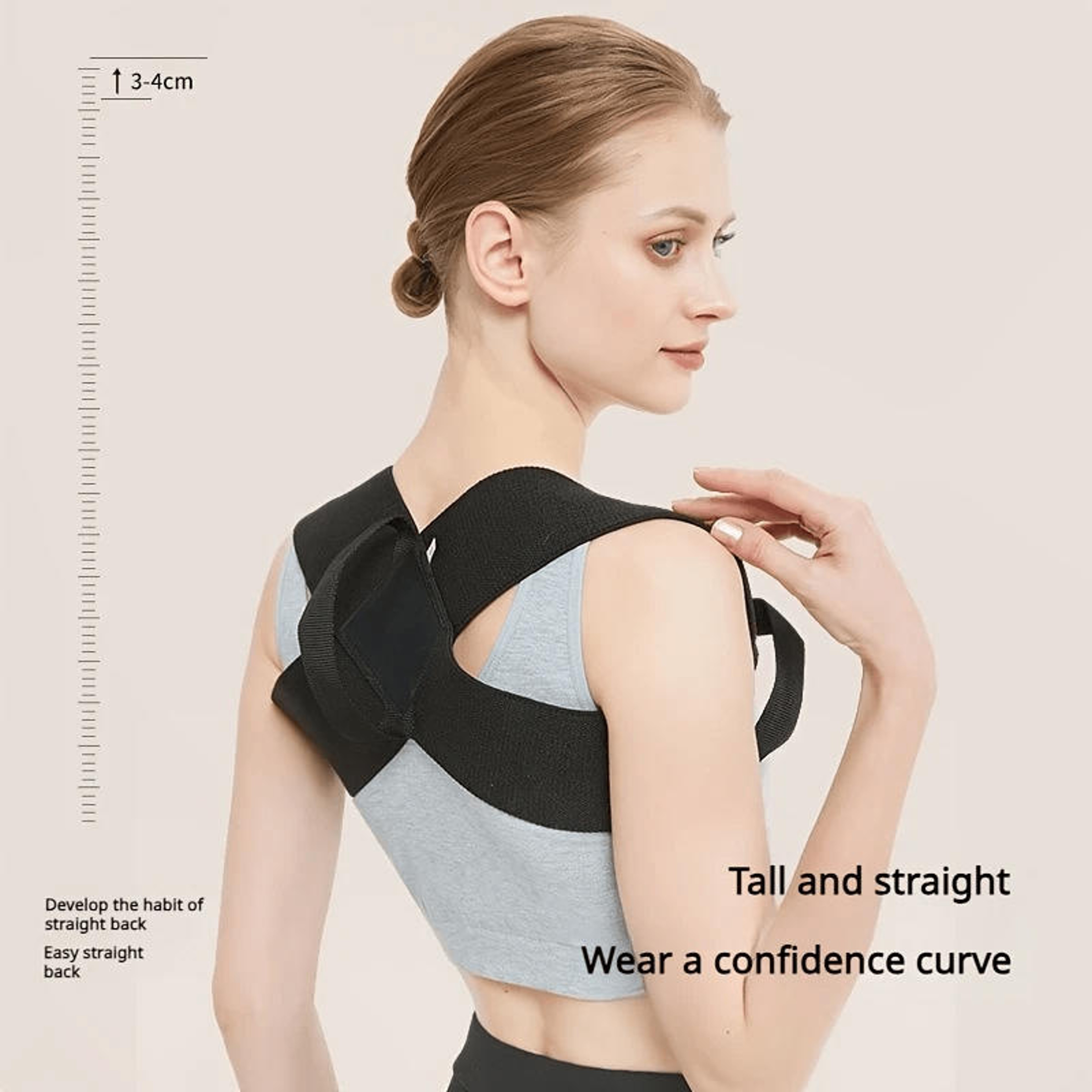 Clavicle Spine Support Brace, Adjustable Back Shoulder Posture Corrector Belt, Upper Back Neck Brace for Posture – view 2