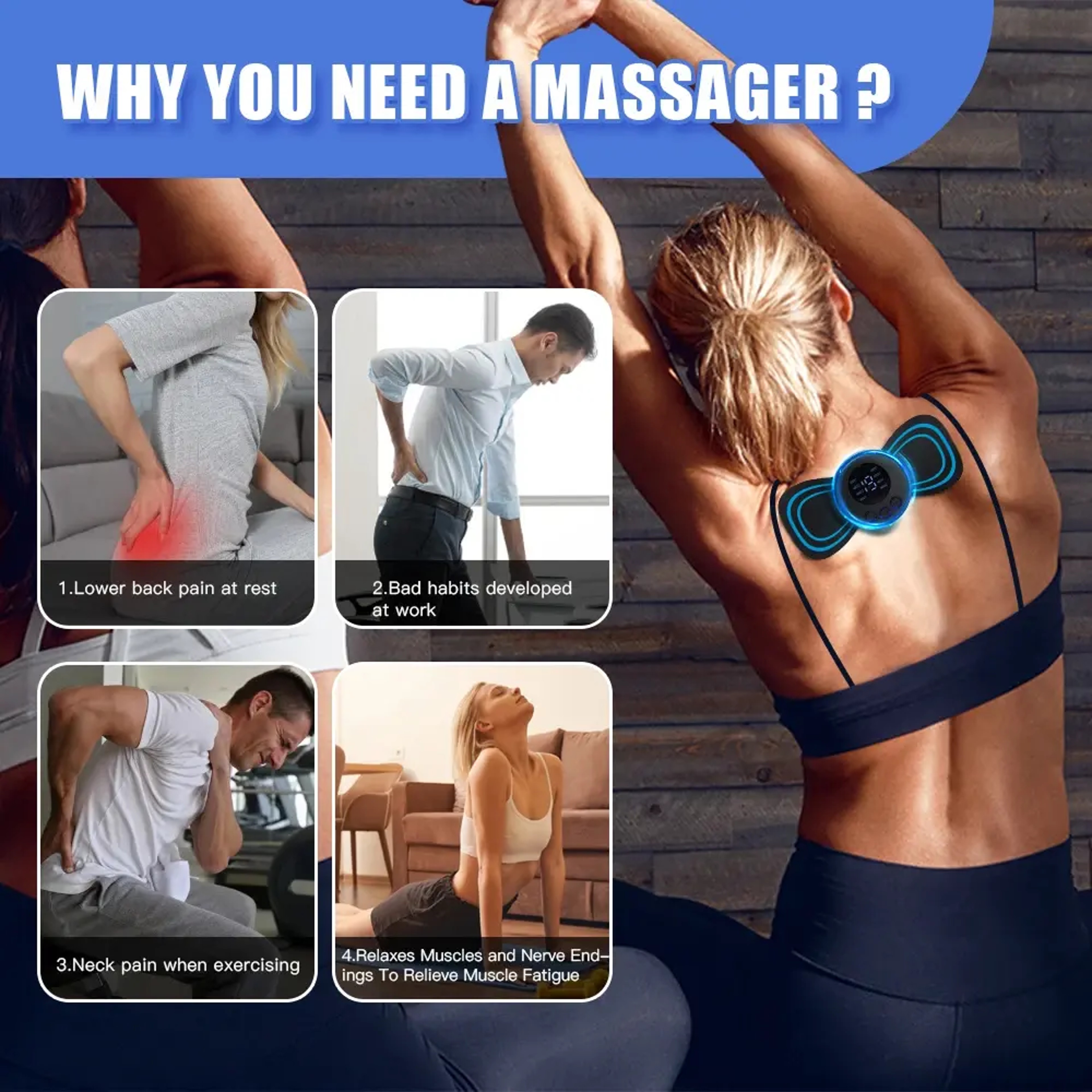 Mini Electric Neck Massager, Cervical Back Vertebra Massage Patch EMS, 8 Modes Neck Massage Device Muscle Relaxation – view 4