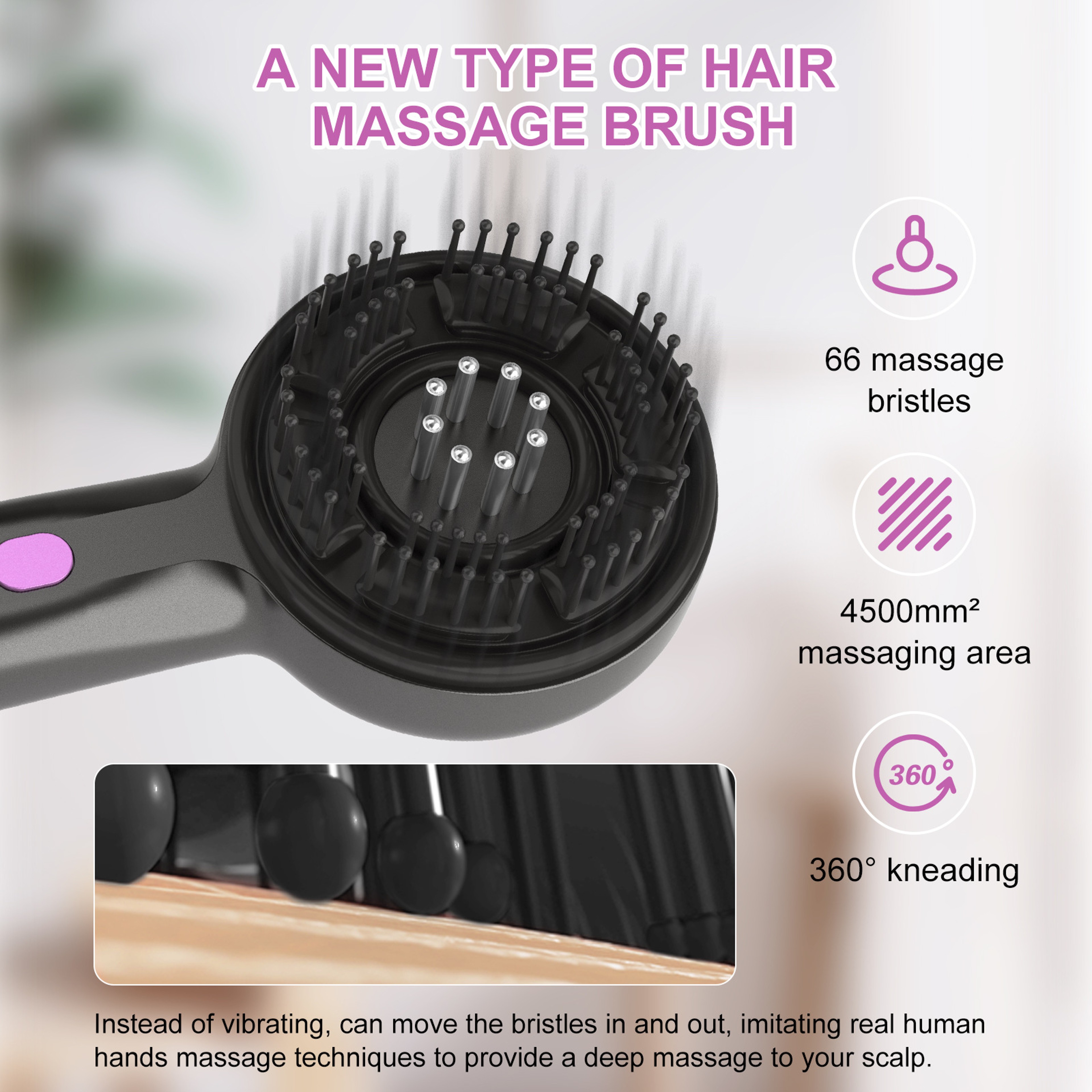 Essential Oil Red Light Scalp Massage Comb Handheld Electric Head Massager IPX7 Waterproof Muscle R 4