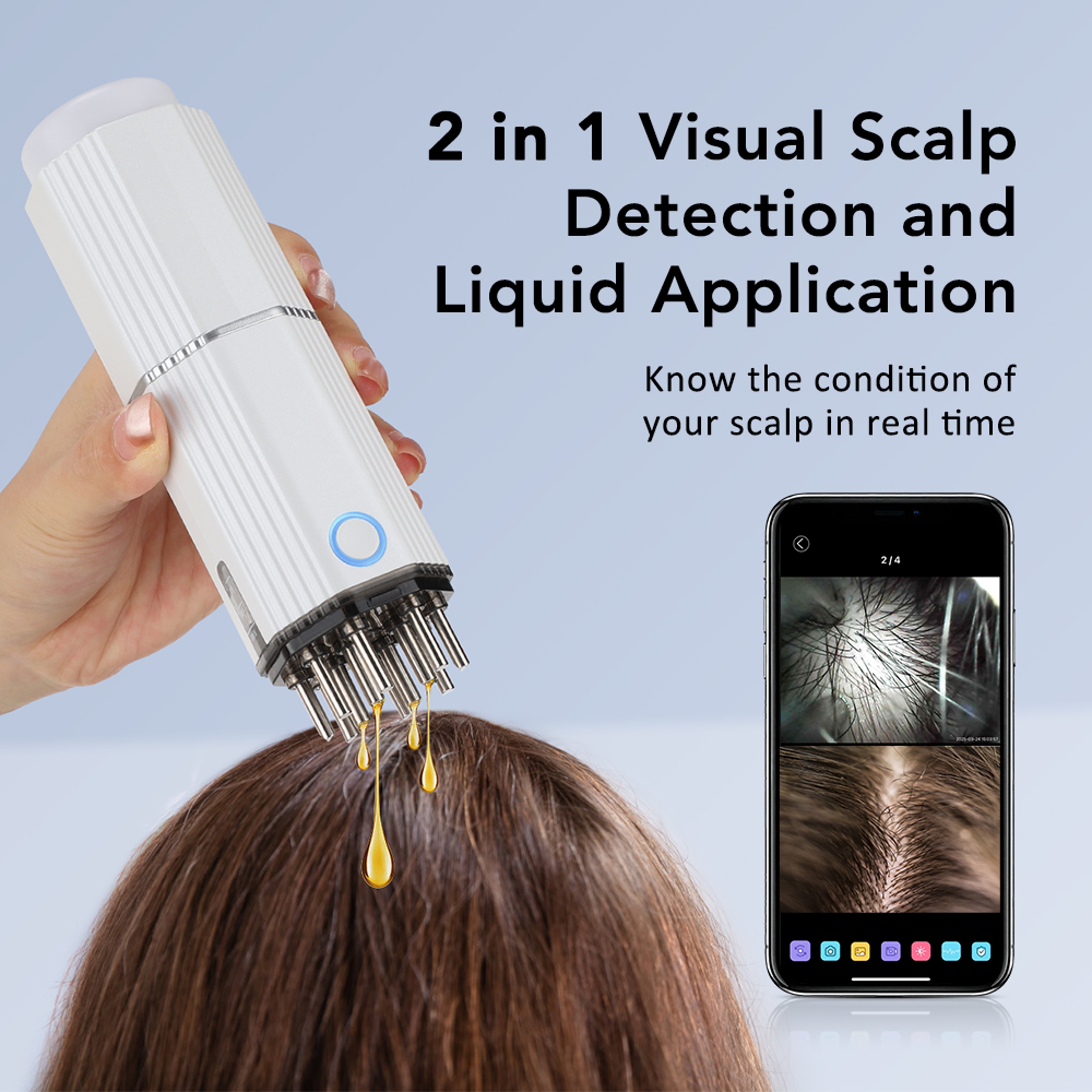 Portable Hair Serum Applicator Comb, Scalp Vibration Massager, Red Light Therapy, Follicle Stimulation, Head Massage – view 1