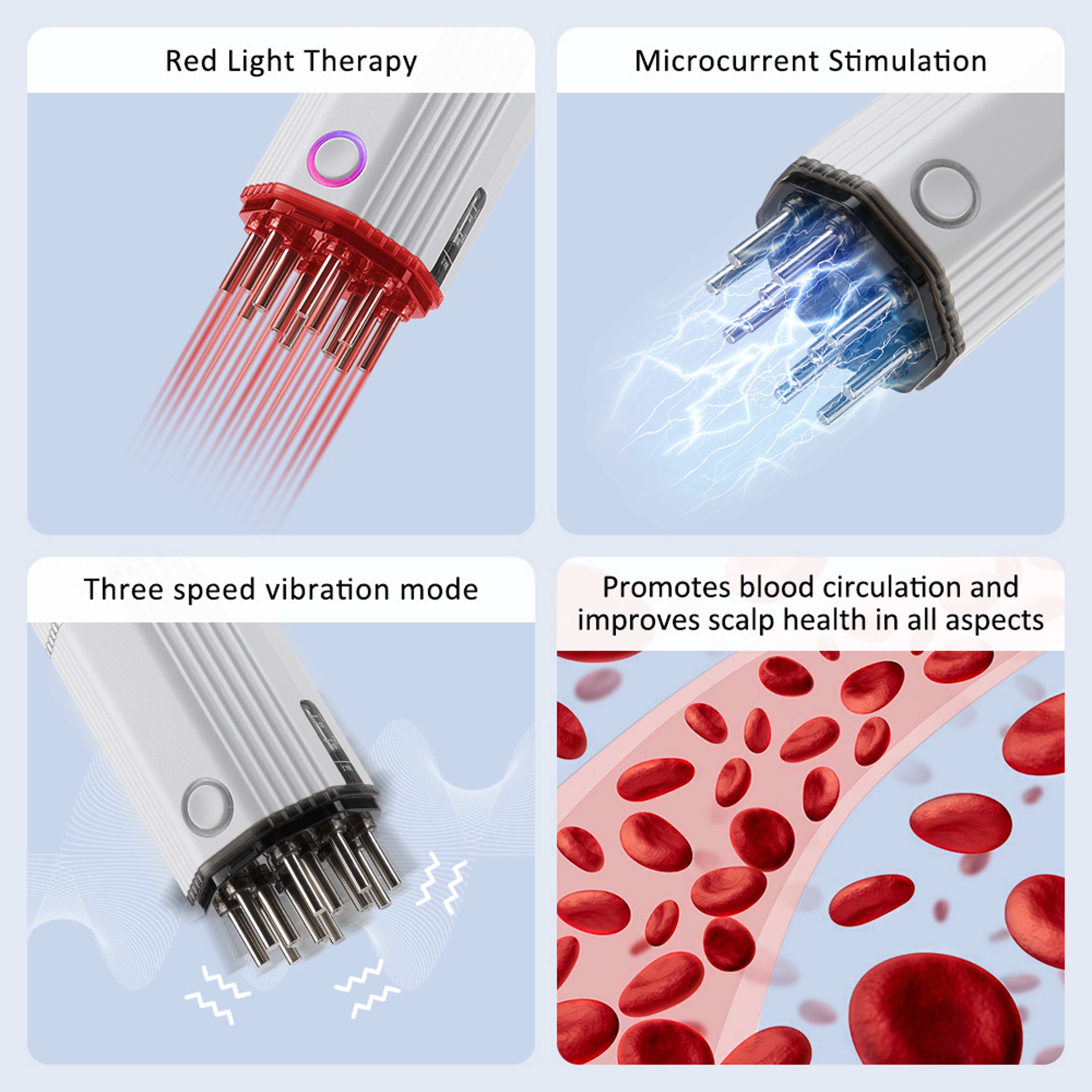 Portable Hair Serum Applicator Comb, Scalp Vibration Massager, Red Light Therapy, Follicle Stimulation, Head Massage – view 4