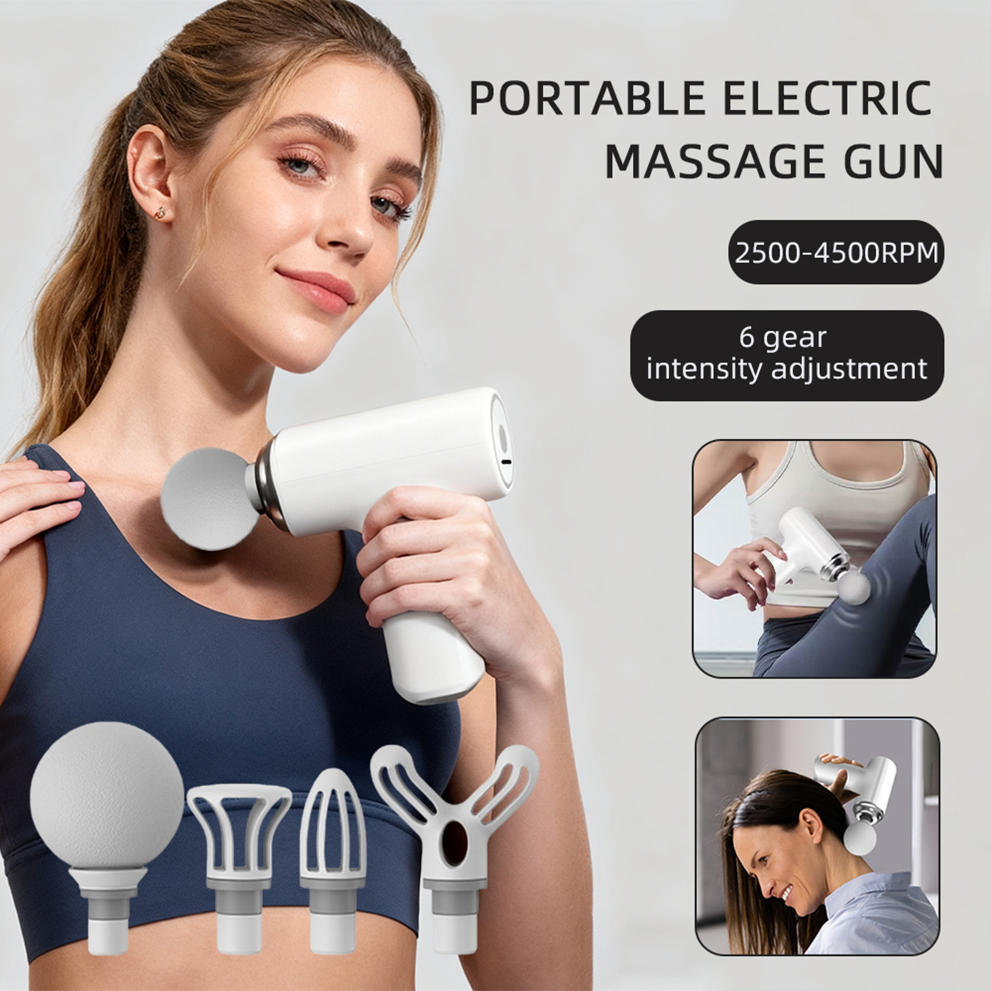 Deep Tissue Electric Percussion Massager Professional Fascial Massage Gun 6 Gears Therapy Tool For  0