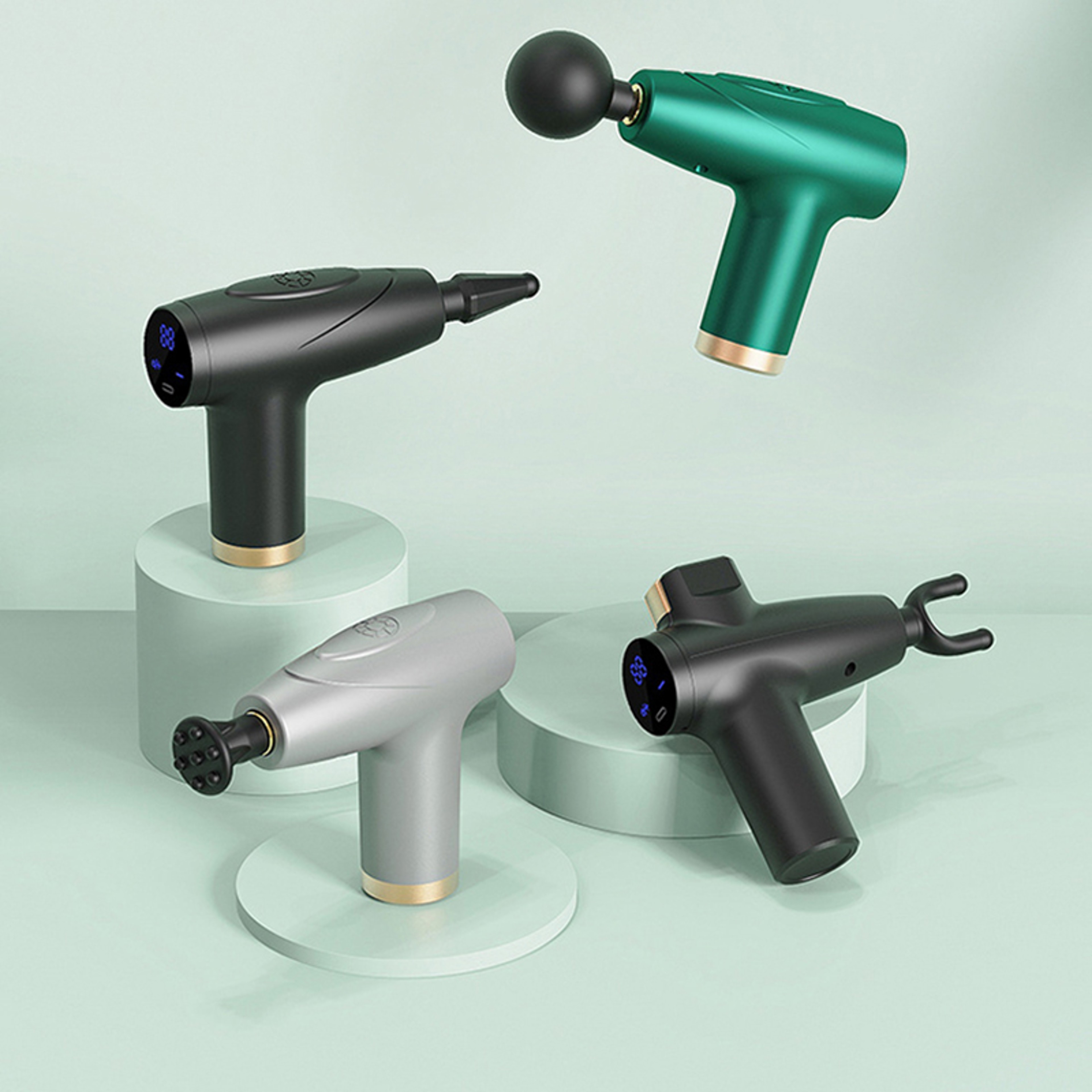 Multi-Stage Massage Gun, 4-Head Mini Fascia Gun, Portable Muscle Relaxation Massage Equipment – view 3