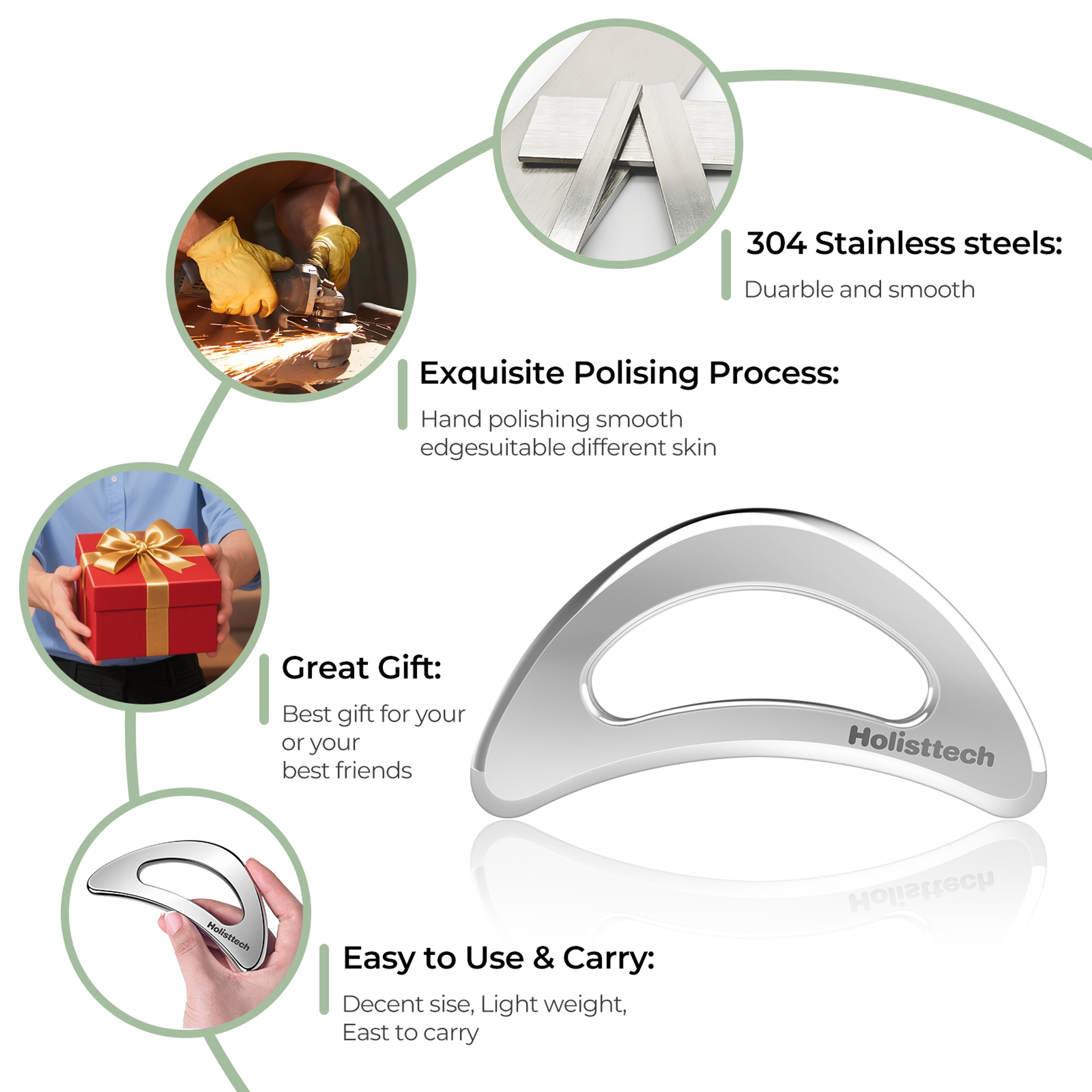 Stainless Steel Muscle Gua Sha Tools, Myofascial Scraping Tool, Deep Massage Therapy for Pain Relief – view 5