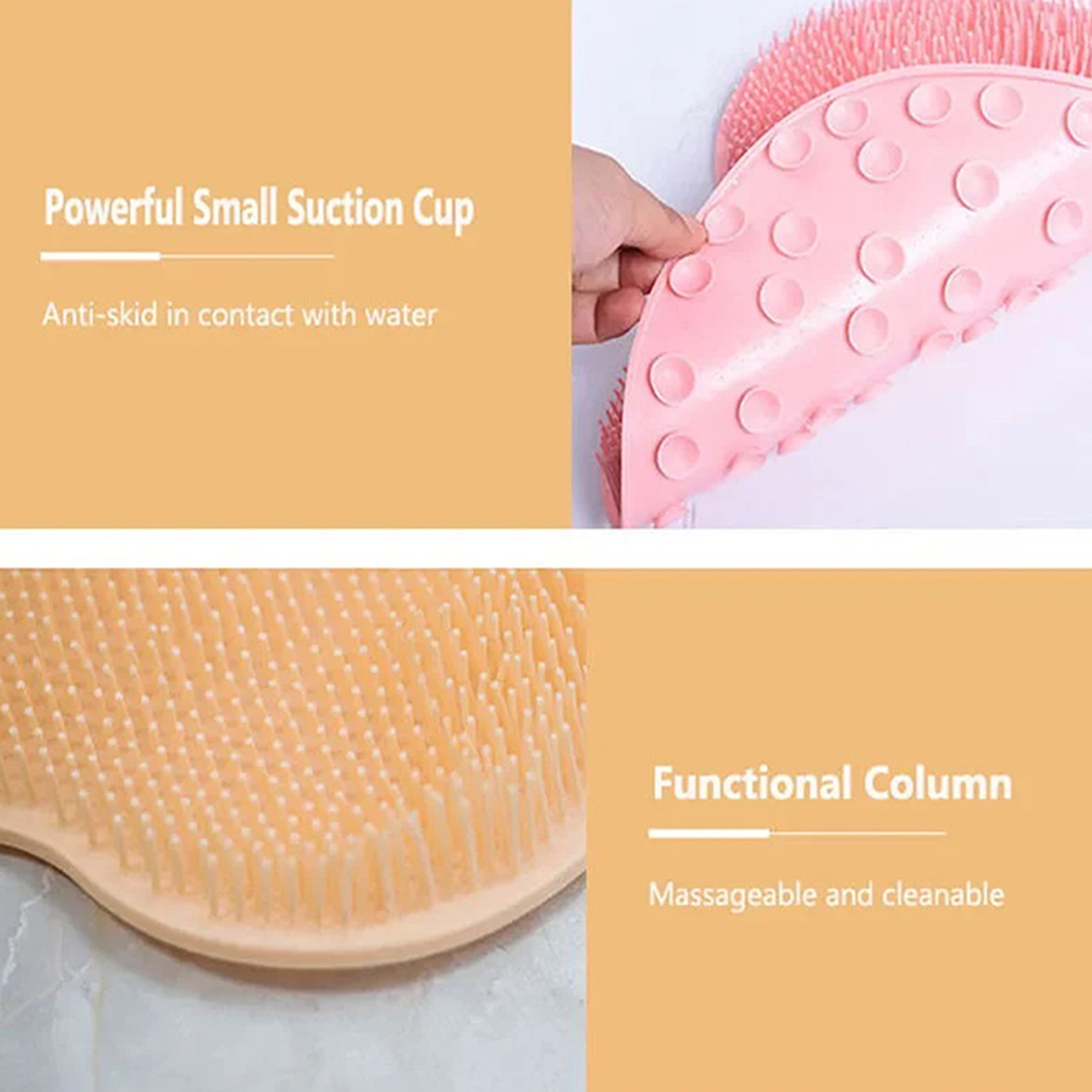 Shower Feet Cleaner Wash Mat, Massage Mat with Back Scraper Cleaning Brush, Multifunction Sucker Wall Mat for Foot Arms – view 3