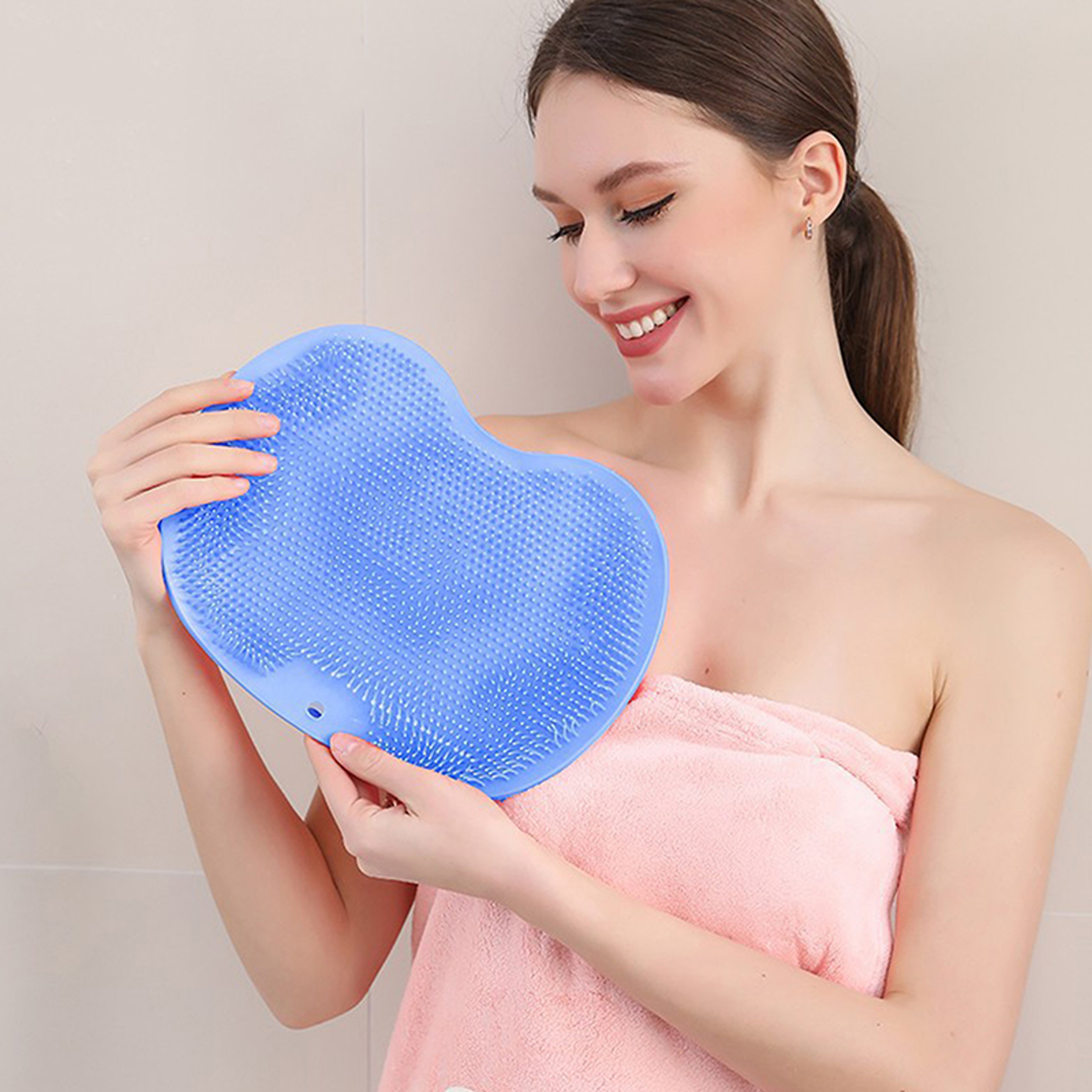 Shower Feet Cleaner Wash Mat, Massage Mat with Back Scraper Cleaning Brush, Multifunction Sucker Wall Mat for Foot Arms – view 5