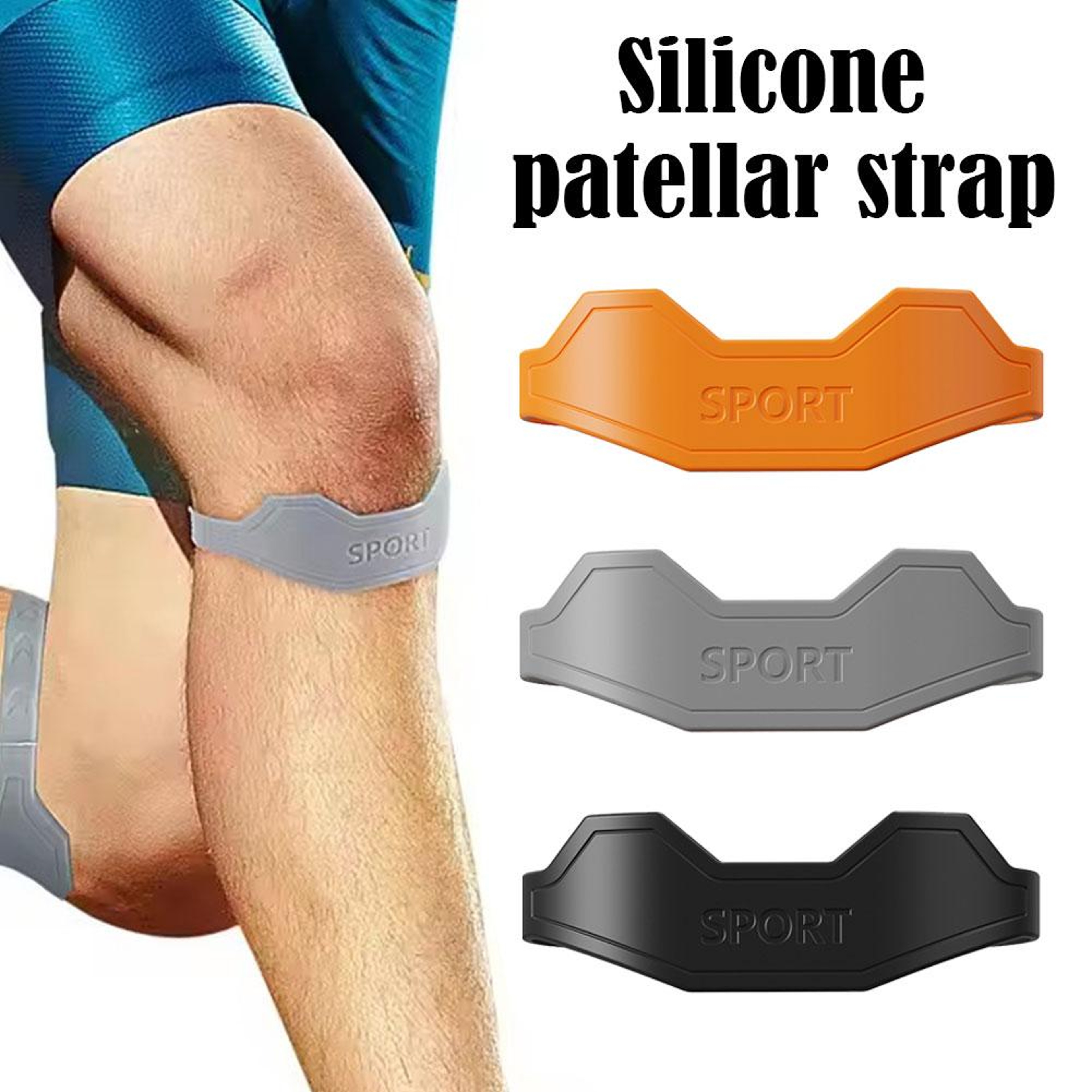 Flexible Knee Support Band, Silicone Patellar Tendon Strap, Elastic Patella Protection Strap for Sports, Gym, Daily Use – view 1