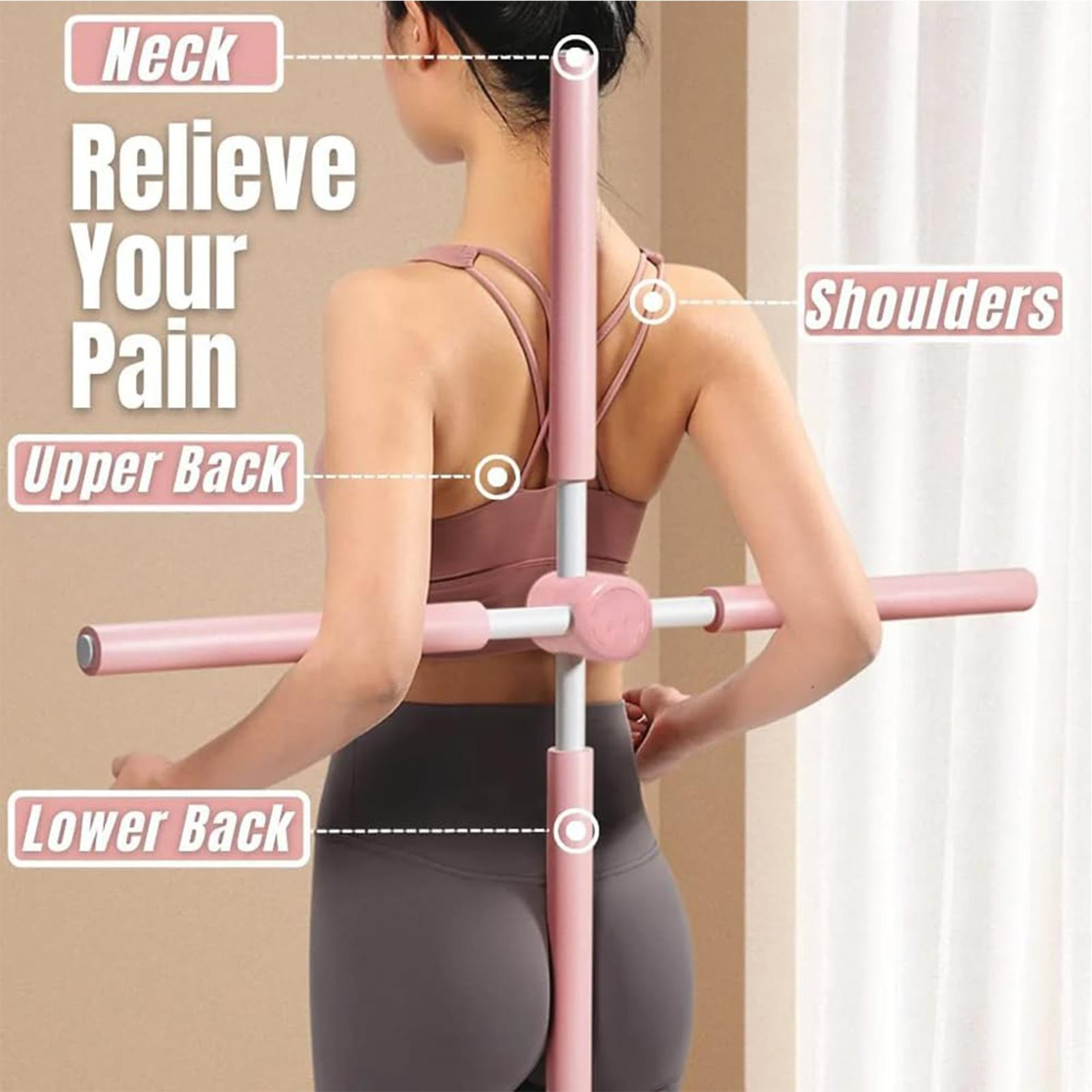 Postures Corrector Yoga Stick, Back Stretcher for Neck Pain Relief, Portable Workout Equipment for Home – view 4