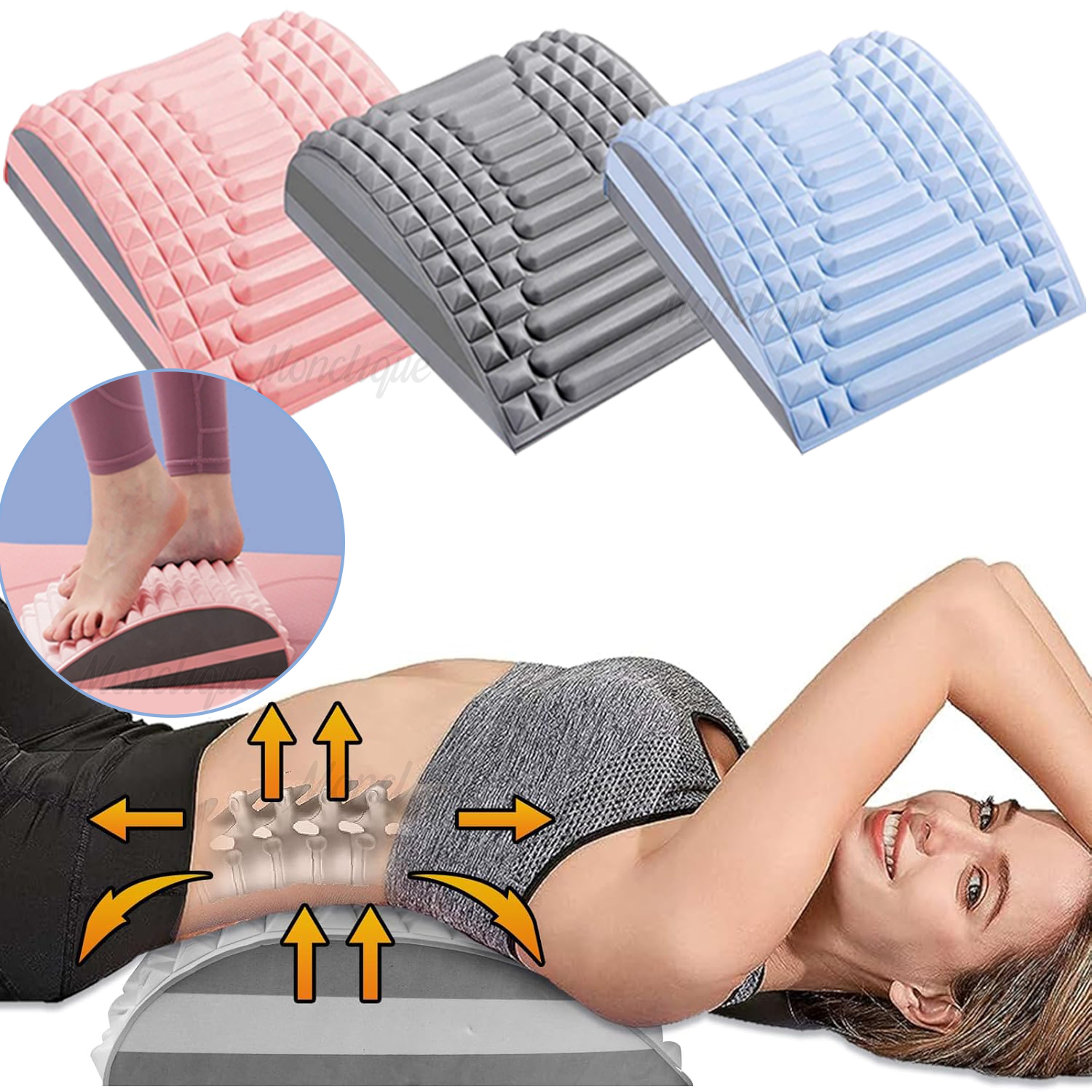 Spine Correction Back Exercise, Lumbar Cervical Traction Massage Pillow, Hump Back Fitness Stretching Equipments – view 1