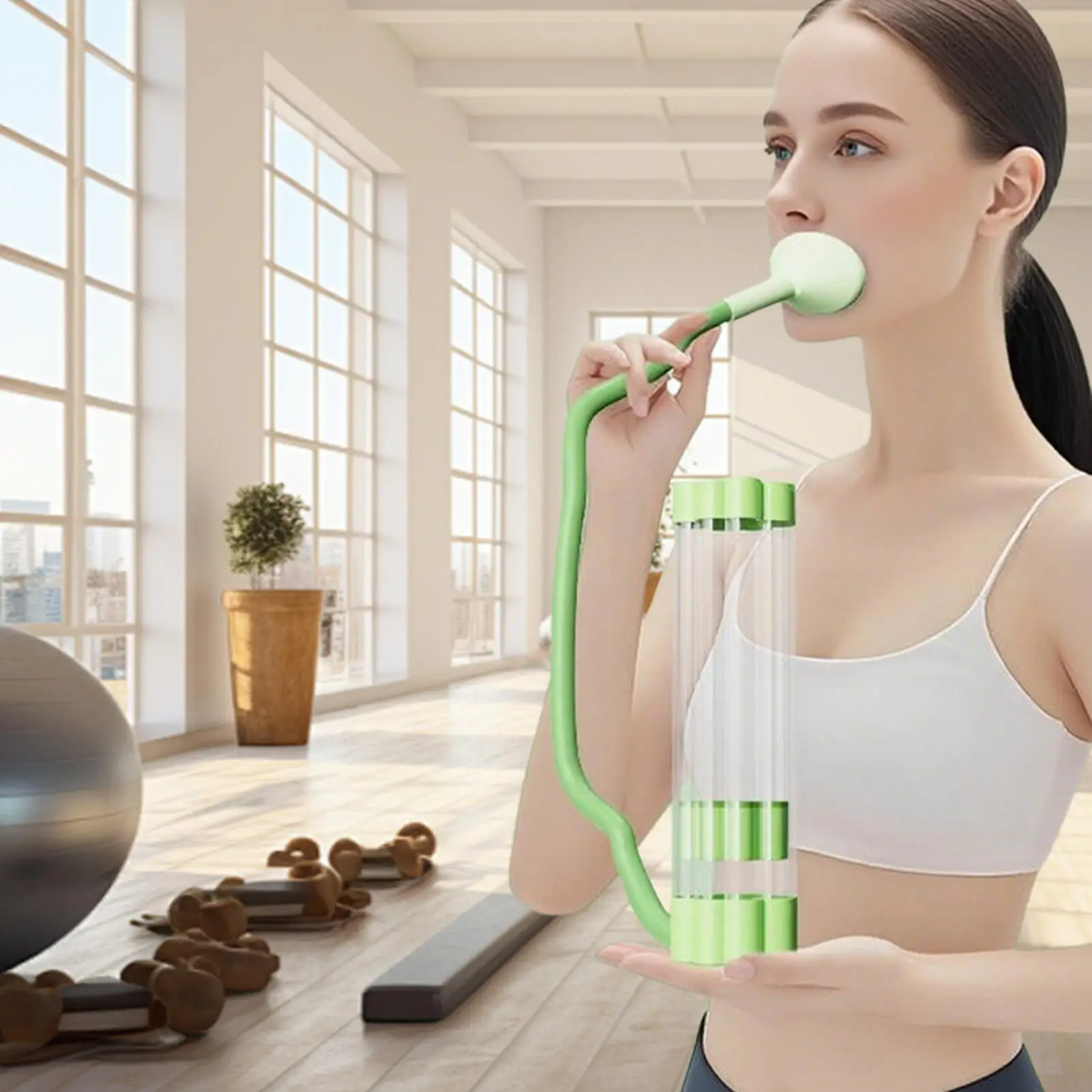 Compact Breathing Trainer Lung Capacity Workout Device Portable Muscle Exerciser For Adults Women M 0