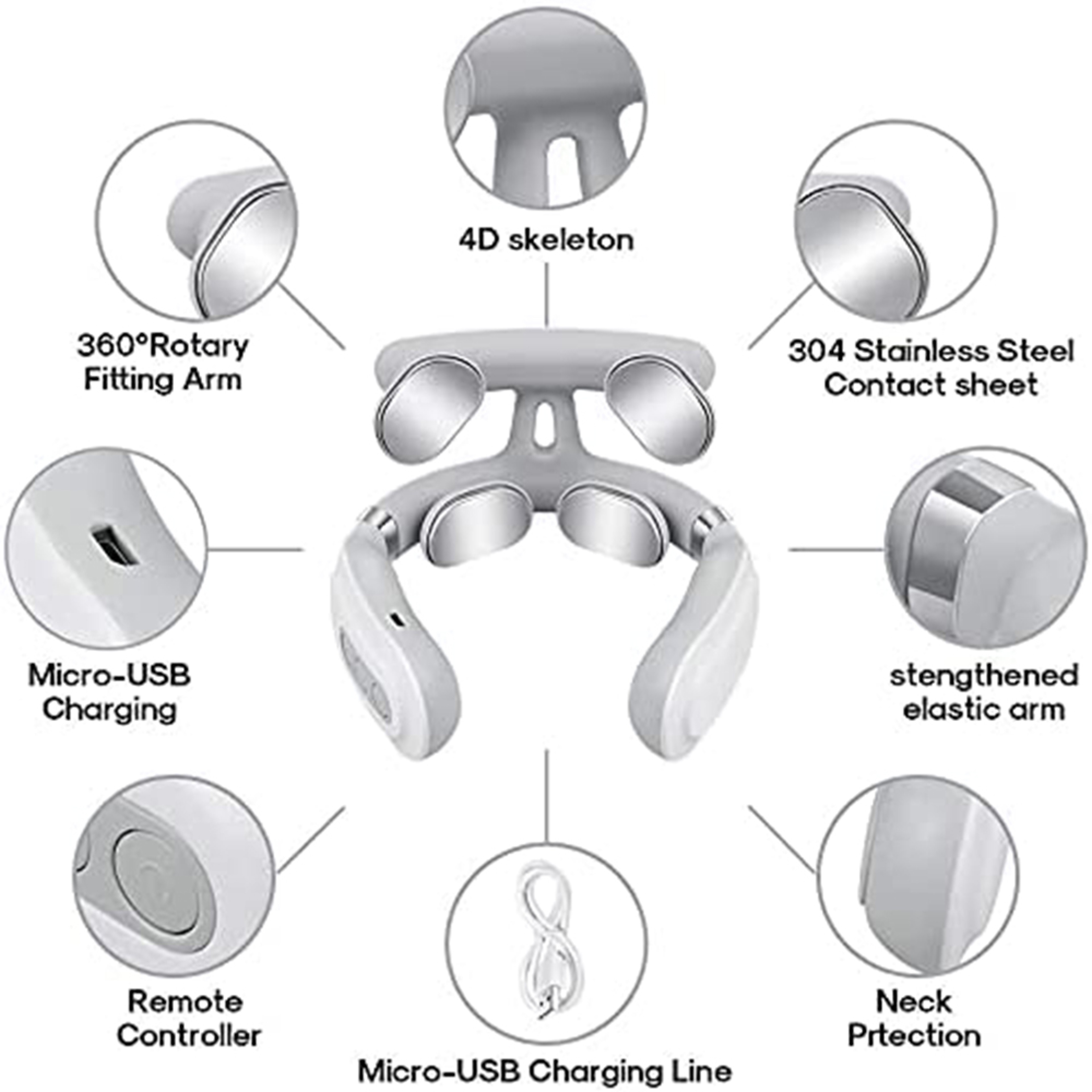 Multifunctional Electric Hot Compress 4 Heads Neck Massager Shoulder Cervical Massager Pulse Neck P 4