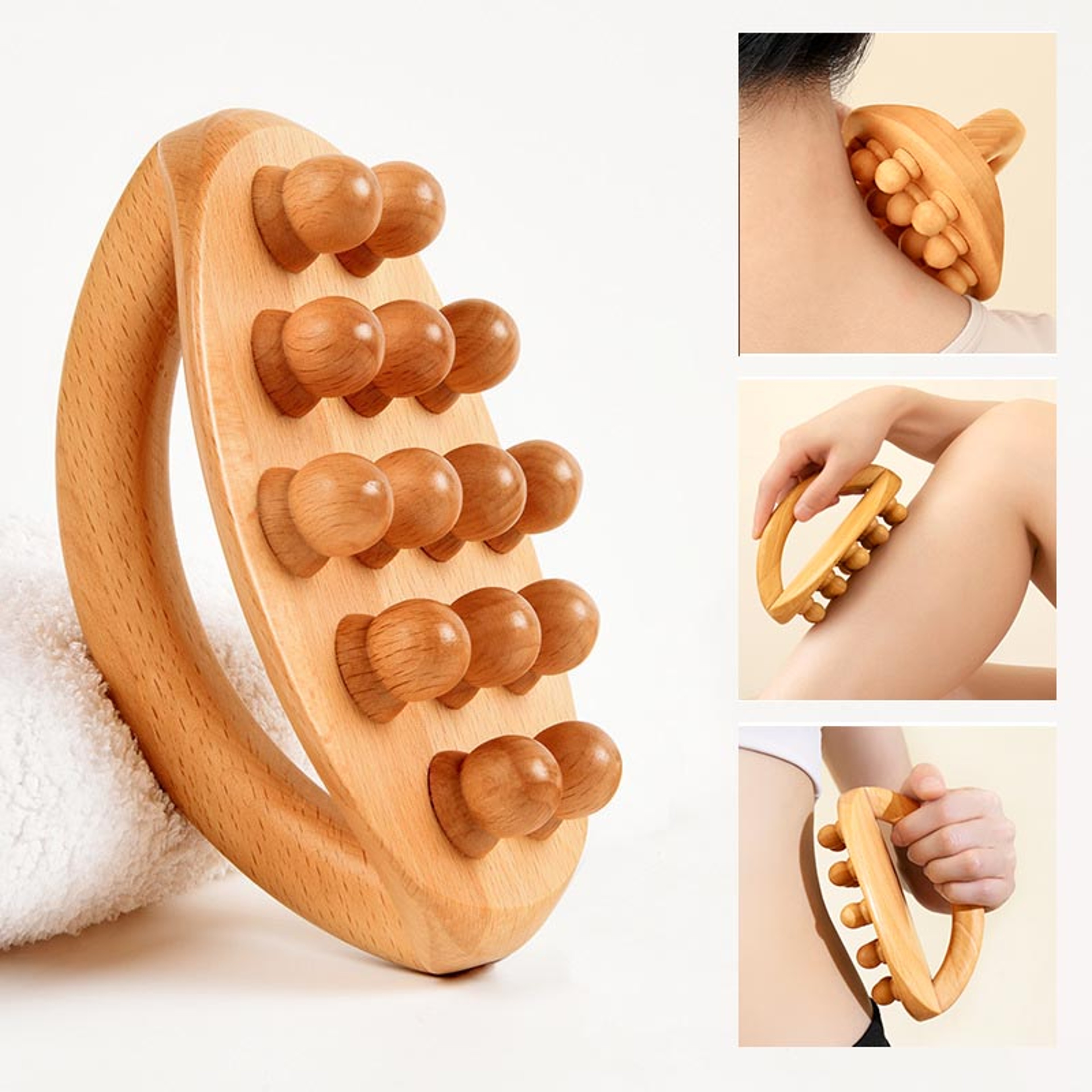Wooden Massage Tool, Gua Sha Body Massager for Waist Leg Meridian Scraping, Anti Cellulite SPA Therapy Relaxation Tool – view 1