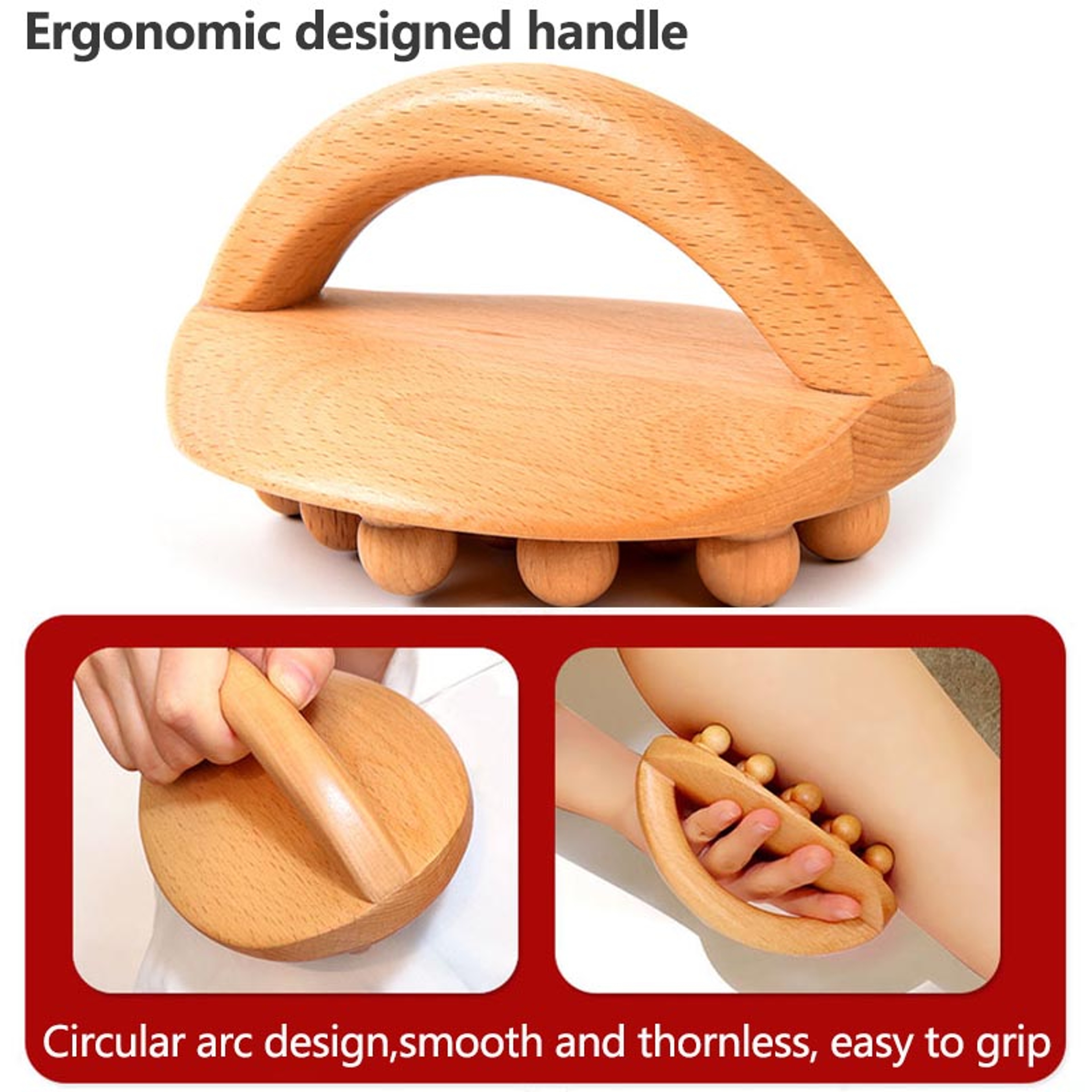 Wooden Massage Tool, Gua Sha Body Massager for Waist Leg Meridian Scraping, Anti Cellulite SPA Therapy Relaxation Tool – view 2