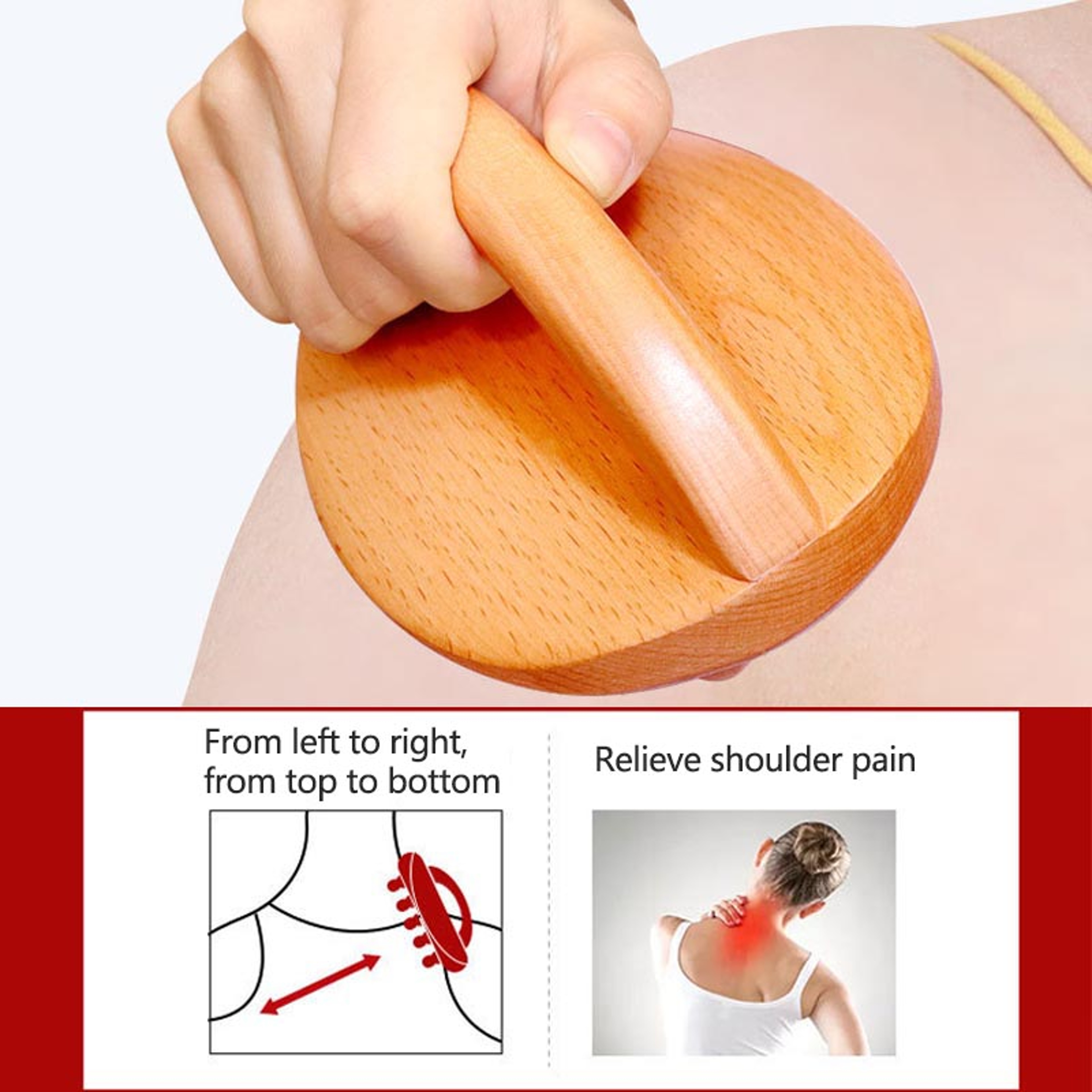 Wooden Massage Tool, Gua Sha Body Massager for Waist Leg Meridian Scraping, Anti Cellulite SPA Therapy Relaxation Tool – view 3