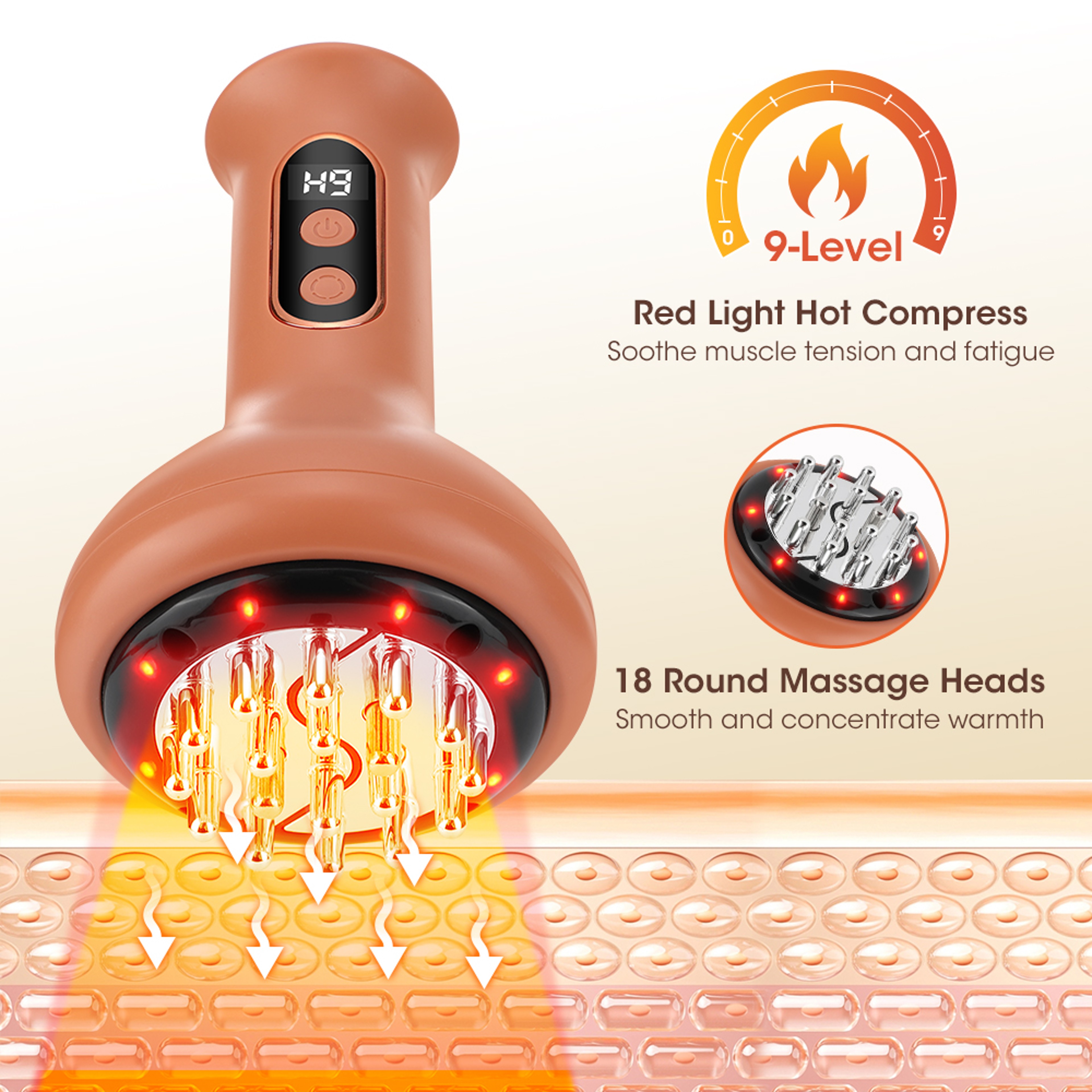 Microcurrent Vibration Hot Compress, Electric Meridian Brush, Cupping Massager, Scraping Lymphatic Drainage Fat Burner – view 1