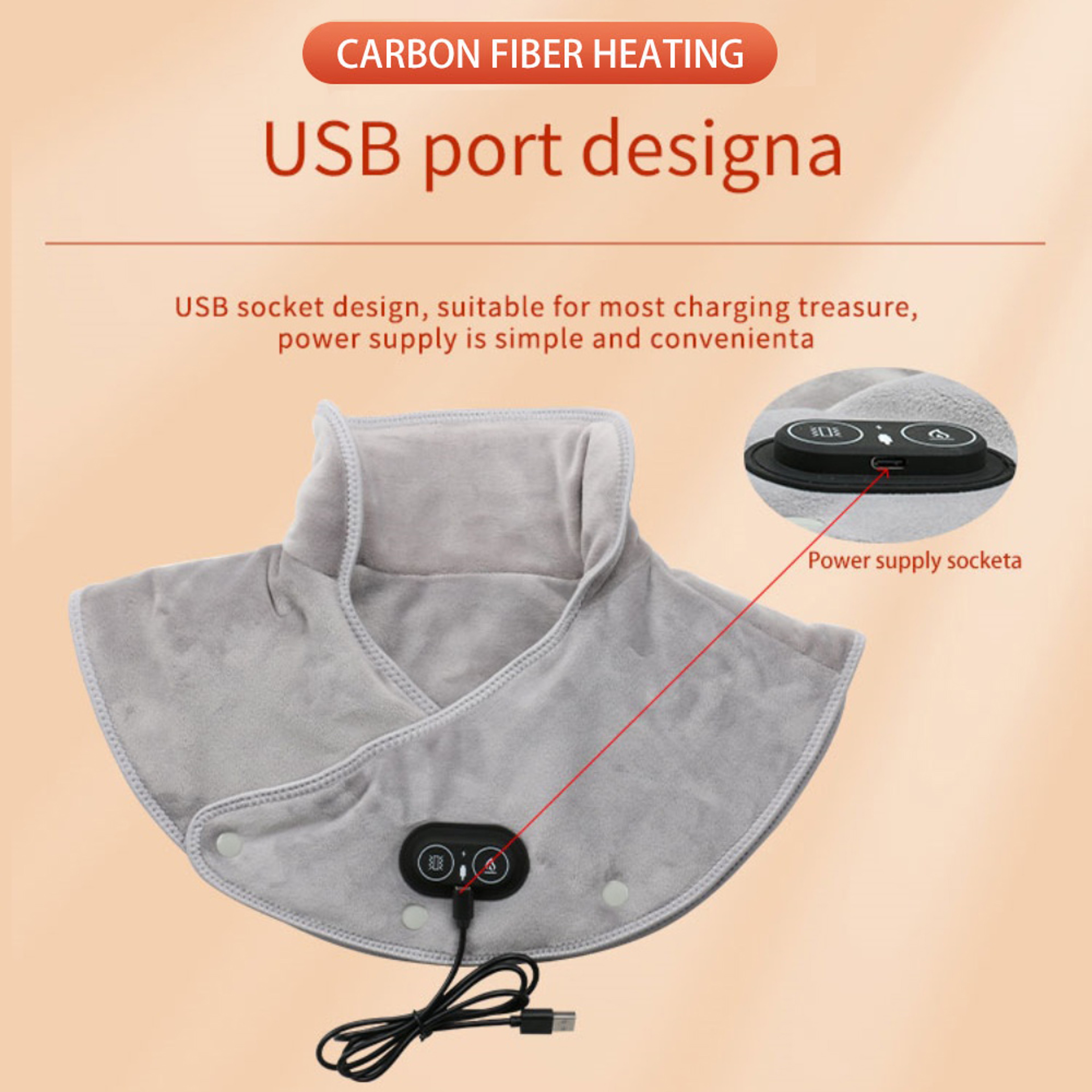 Three Gear Thermal Compress Massager, Electric Heating Shoulder Neck Pad, Cervical Wrap Vibration Shawl, Warm Back – view 2