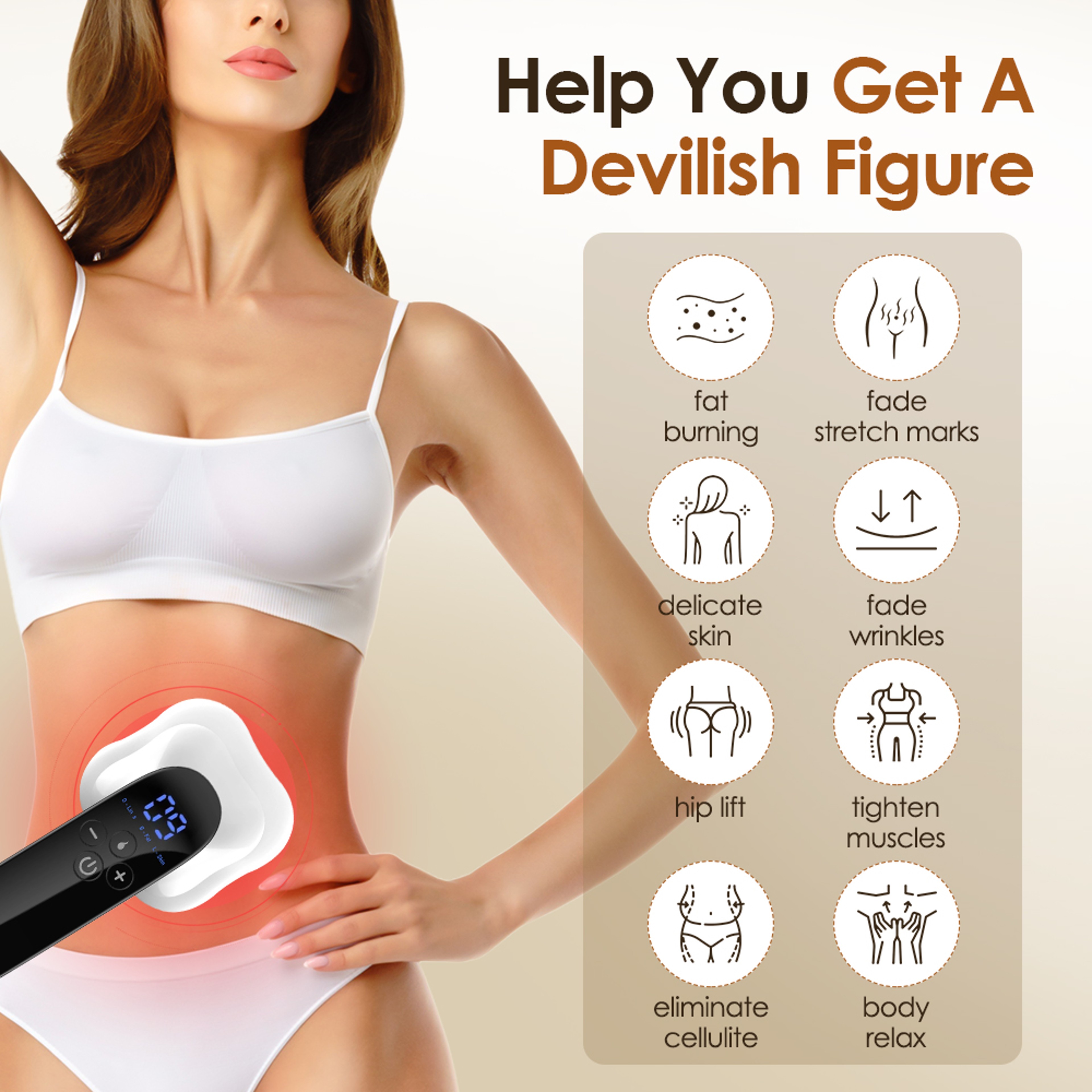 Rechargeable Electric Fat Removal Instrument Portable Body Slimming Massager Fat Burning Device For 1